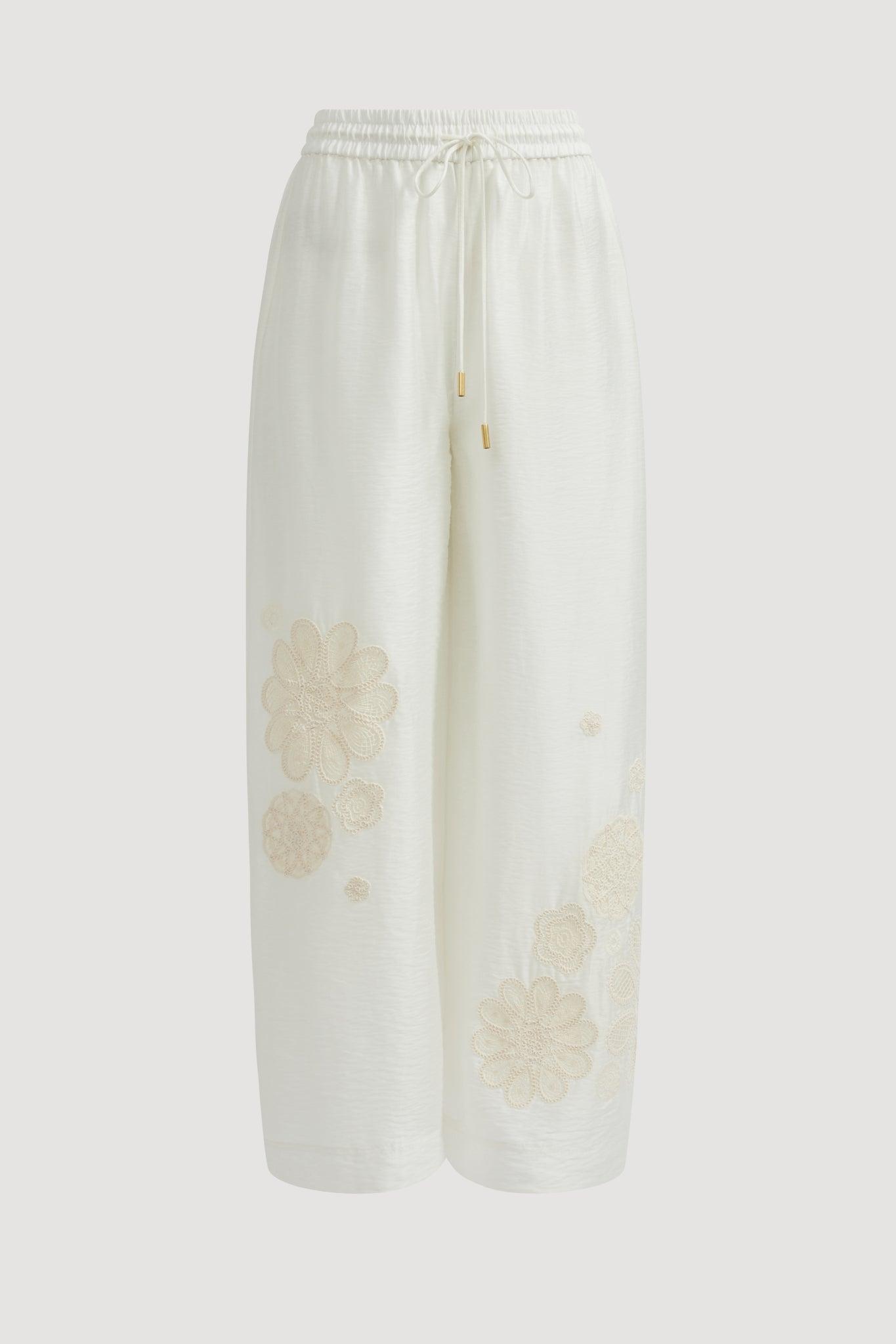 Gia Embroidered Pant-IVORY / 4 Product Image
