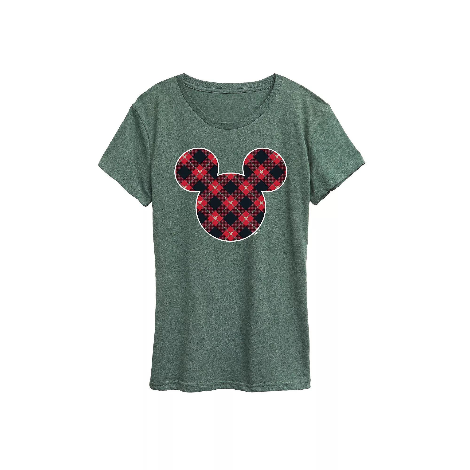Disney's Mickey Mouse Women's Plaid Silhouette Graphic Tee, Girl's,  Product Image