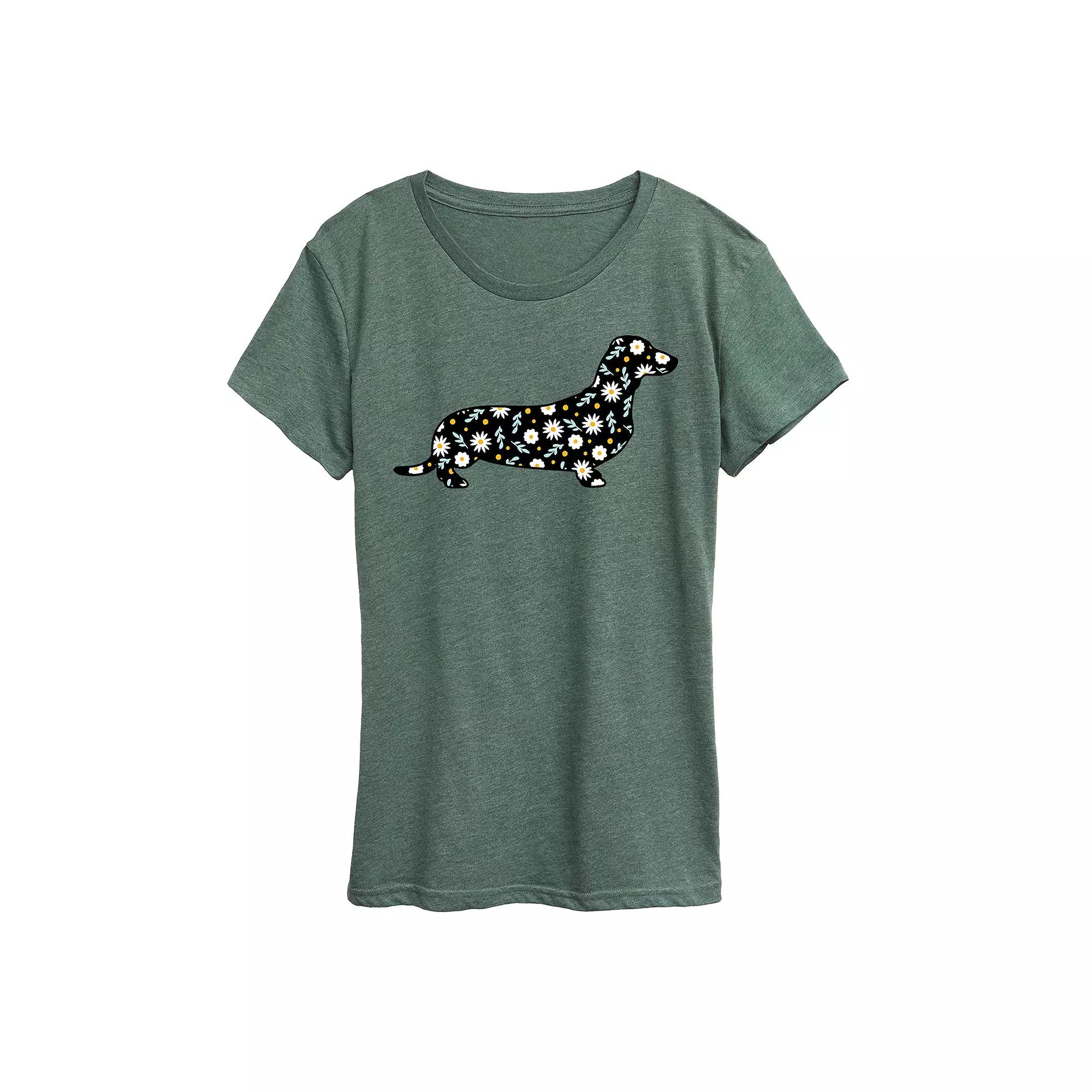 Women's Daisy Fill Dachshund Graphic Tee,  Product Image