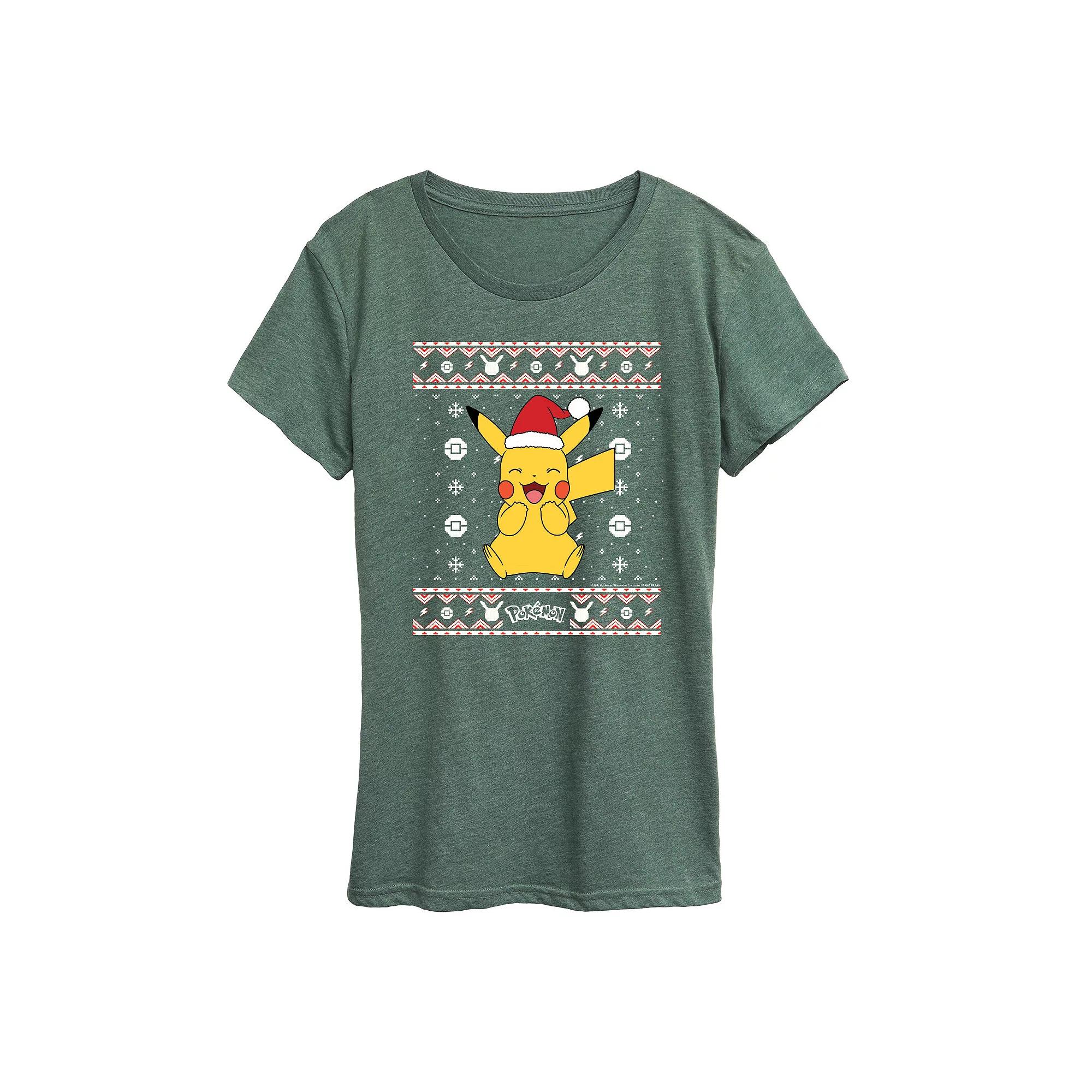 Women's Pokemon Pikachu Sweater Pattern Tee,  Product Image