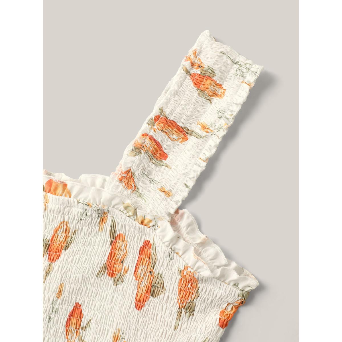 Plus Size Citrus Print Shirred Pockets Midi Dress Originalwhite Women Timeless Non Sleeveless Curvy BloomChic 12/L Product Image