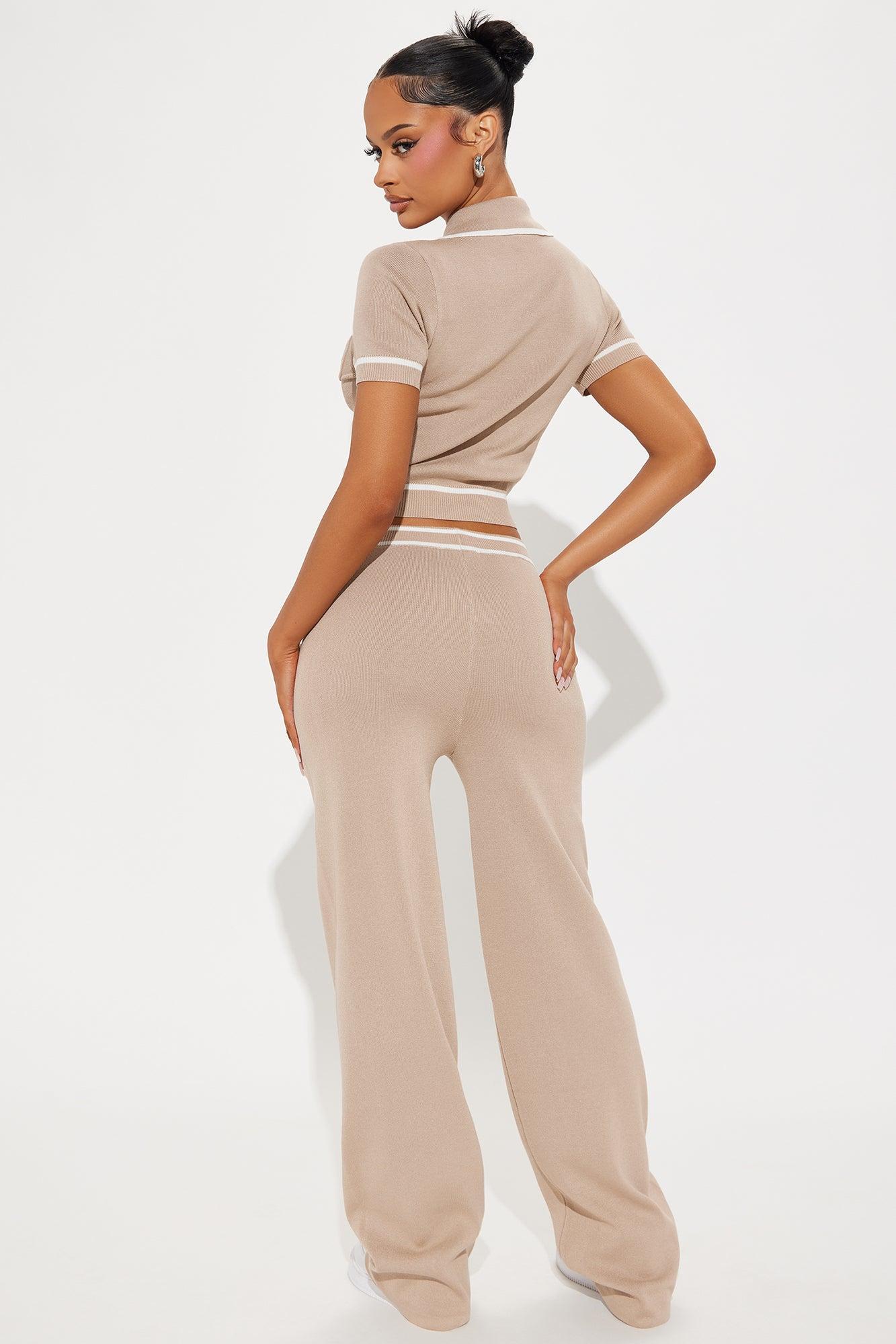 Smart And Preppy Sweater Pant Set - Taupe Product Image