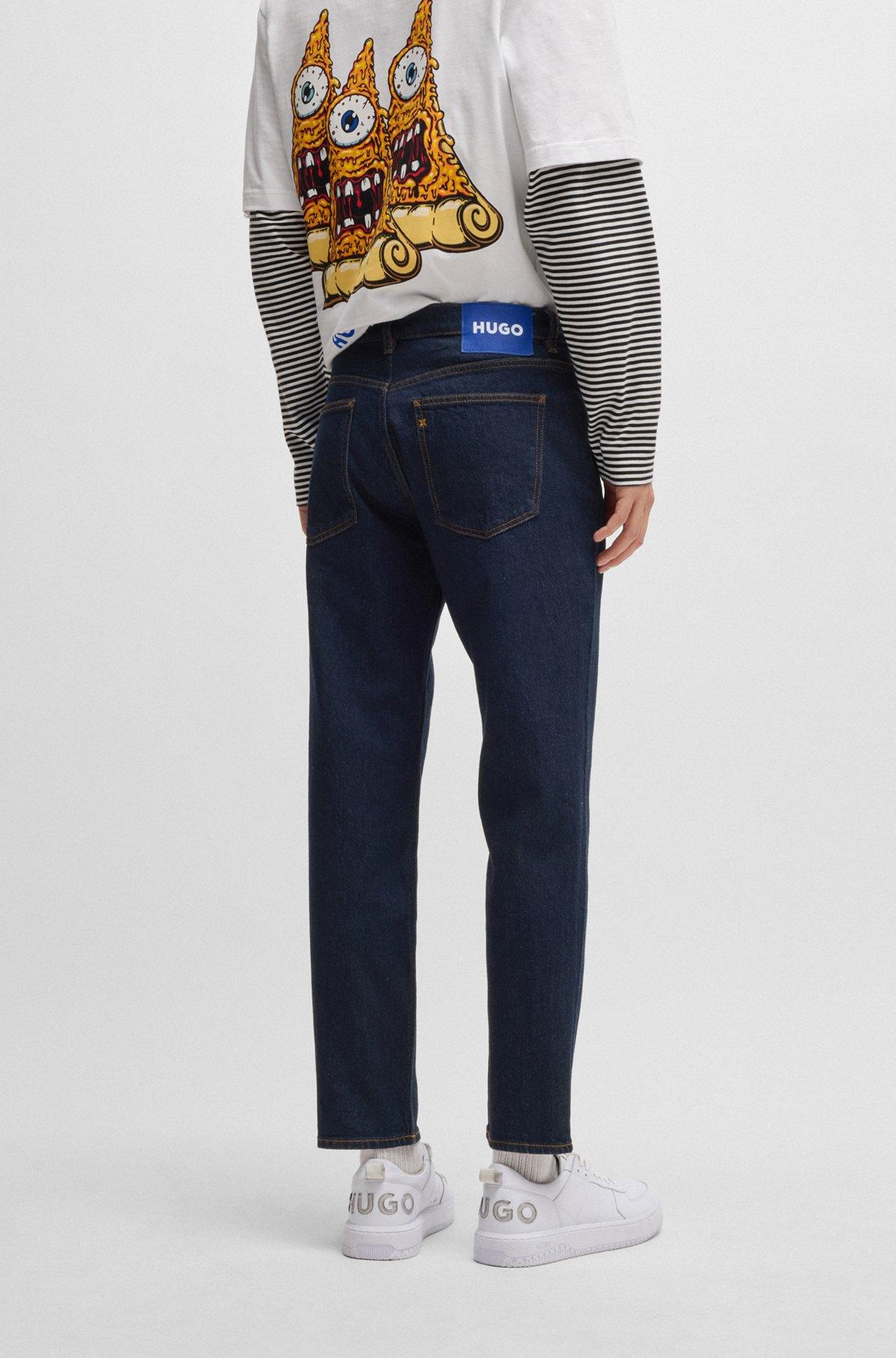 Tapered-fit jeans in dark-blue stretch denim Product Image