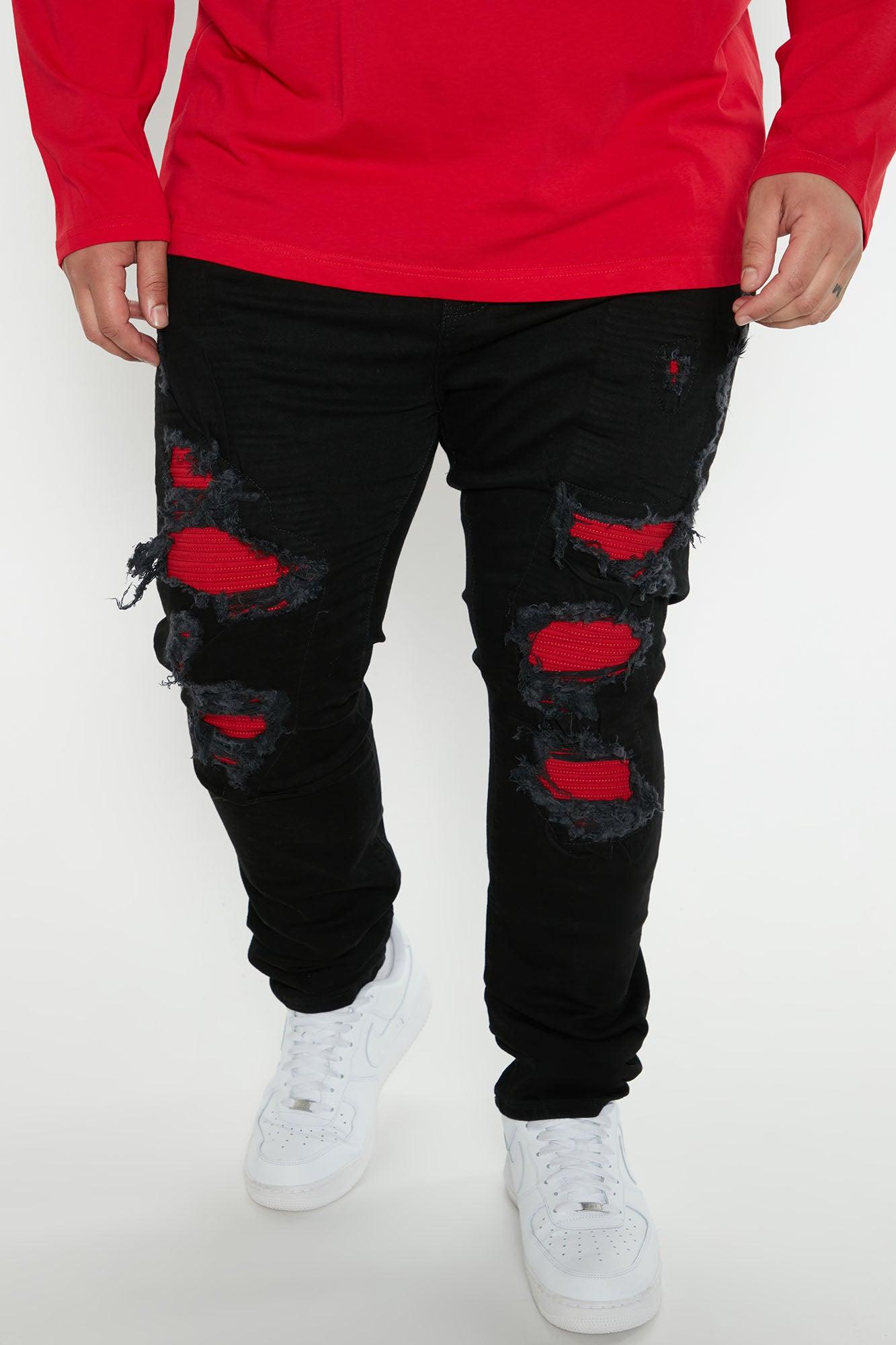 Street Repaired Stacked Skinny Jeans - Black Product Image