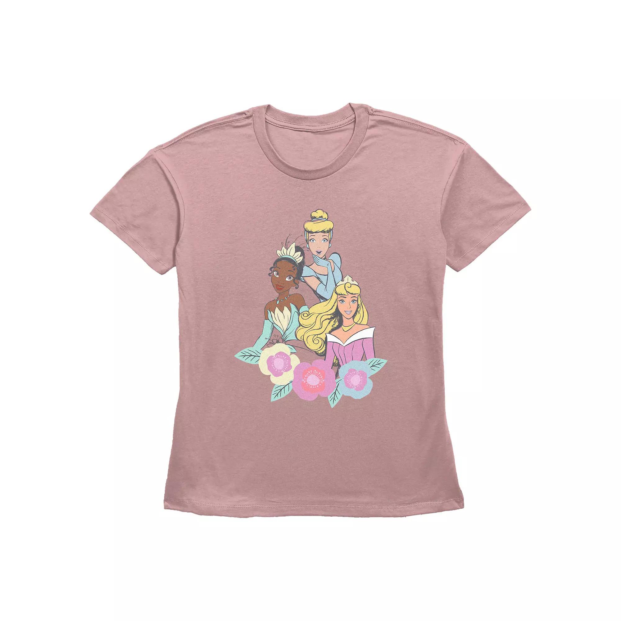 Disney Princess Tiana, Cinderella & Aurora Springtime Trio Women's Graphic Tee,  Product Image