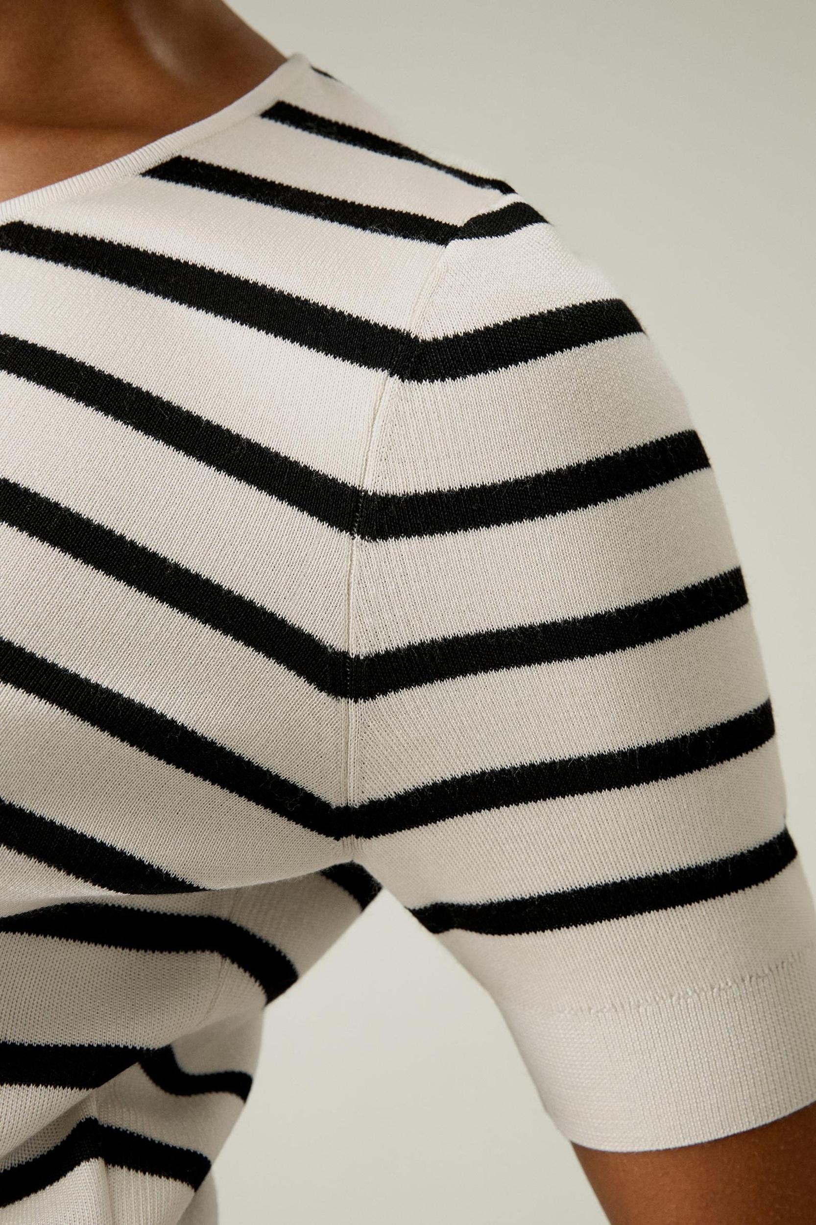 Silk Striped Cropped Knit Top Product Image