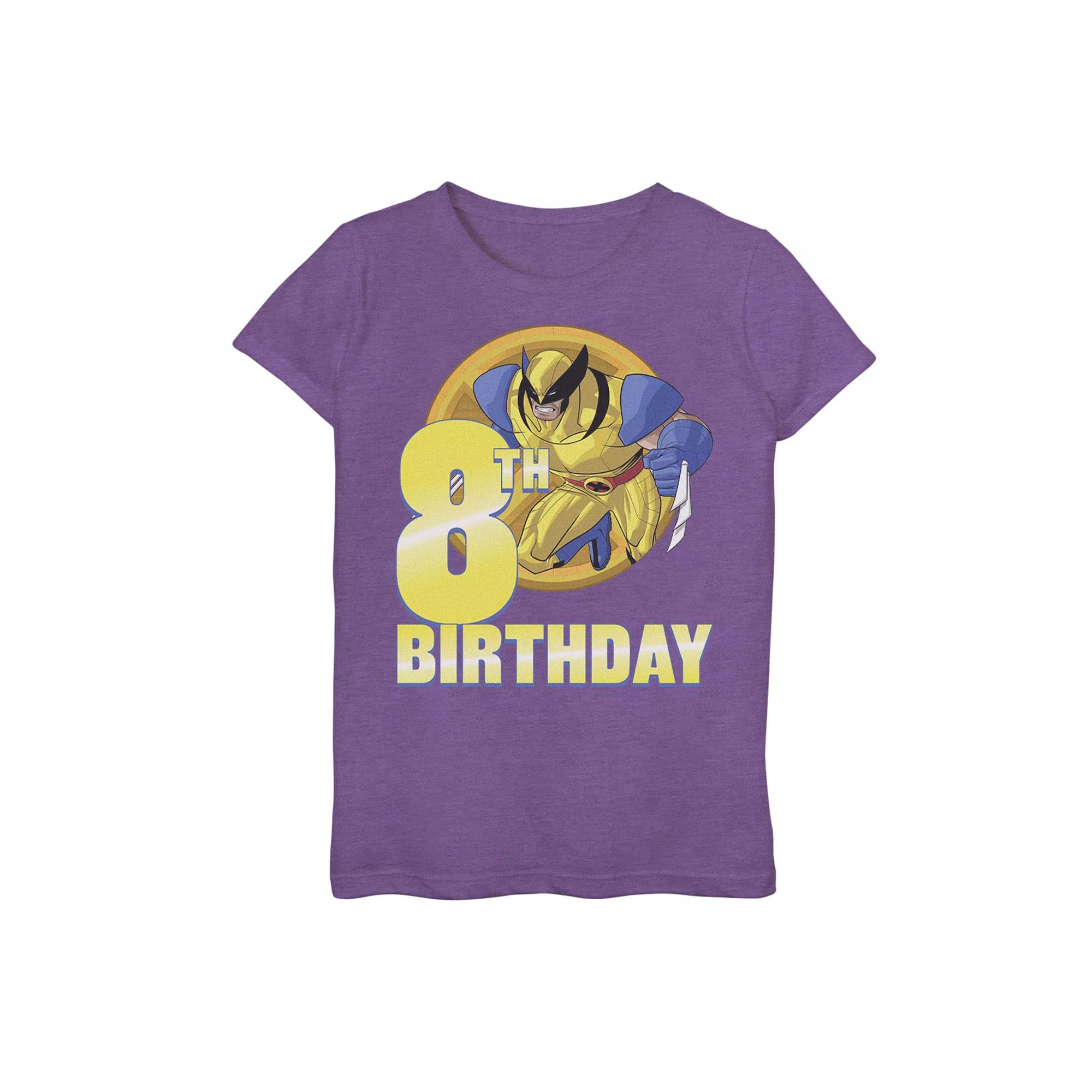 Girls 7-16 Marvel X-Men Wolverine 8th Birthday Badge Graphic Tee, Girl's, Size: Small, Purple Grey Product Image