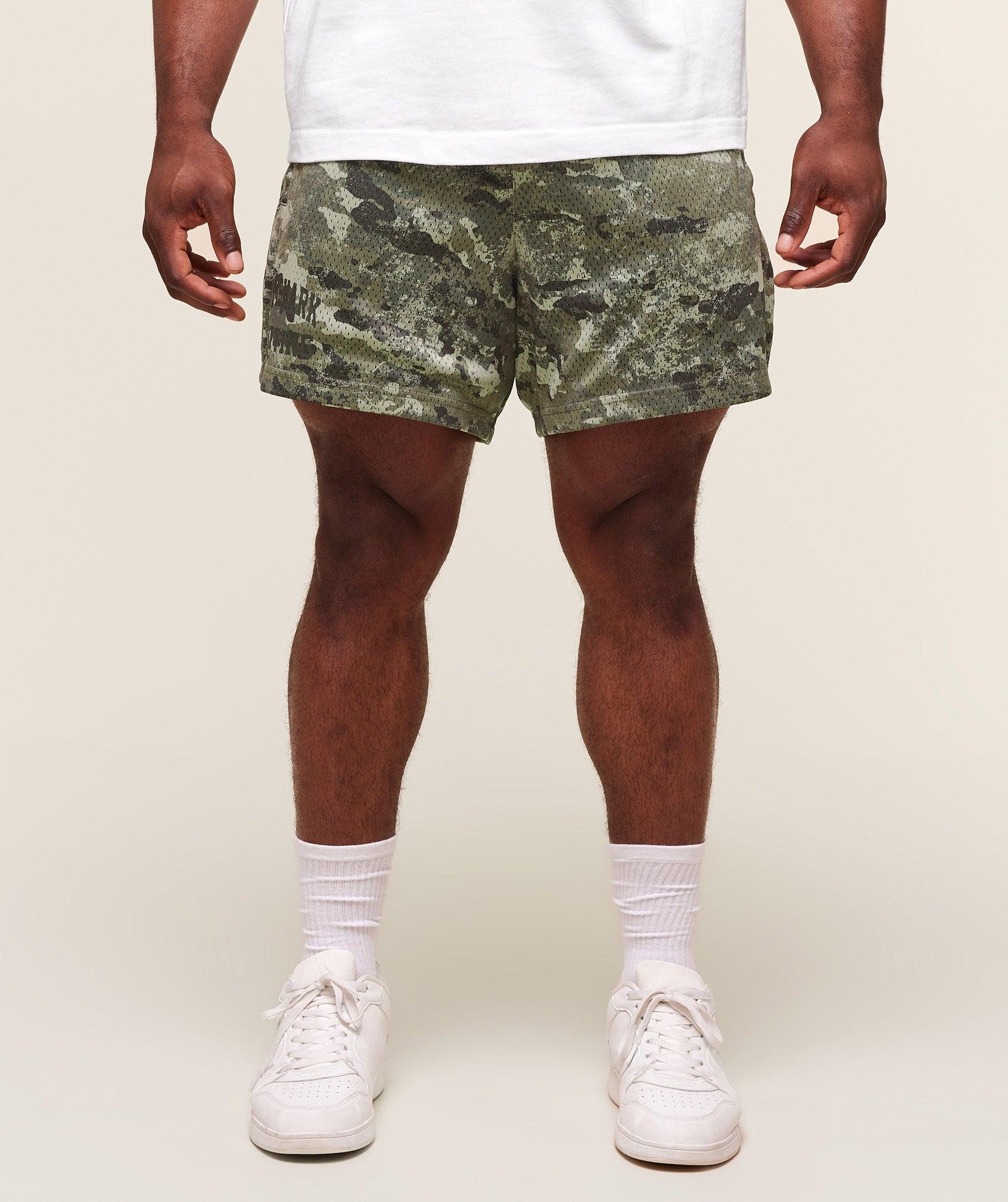 Gymshark Lifting Mesh 5" Shorts - Chalk Green Male Product Image