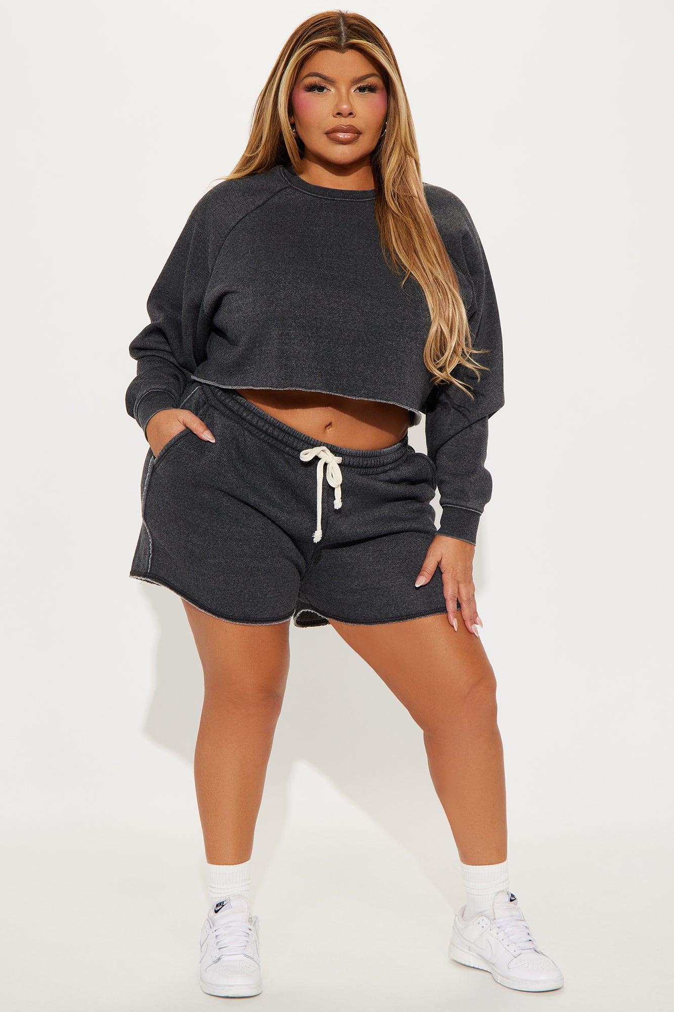 So Soft Washed Fleece Short Set - Black Product Image