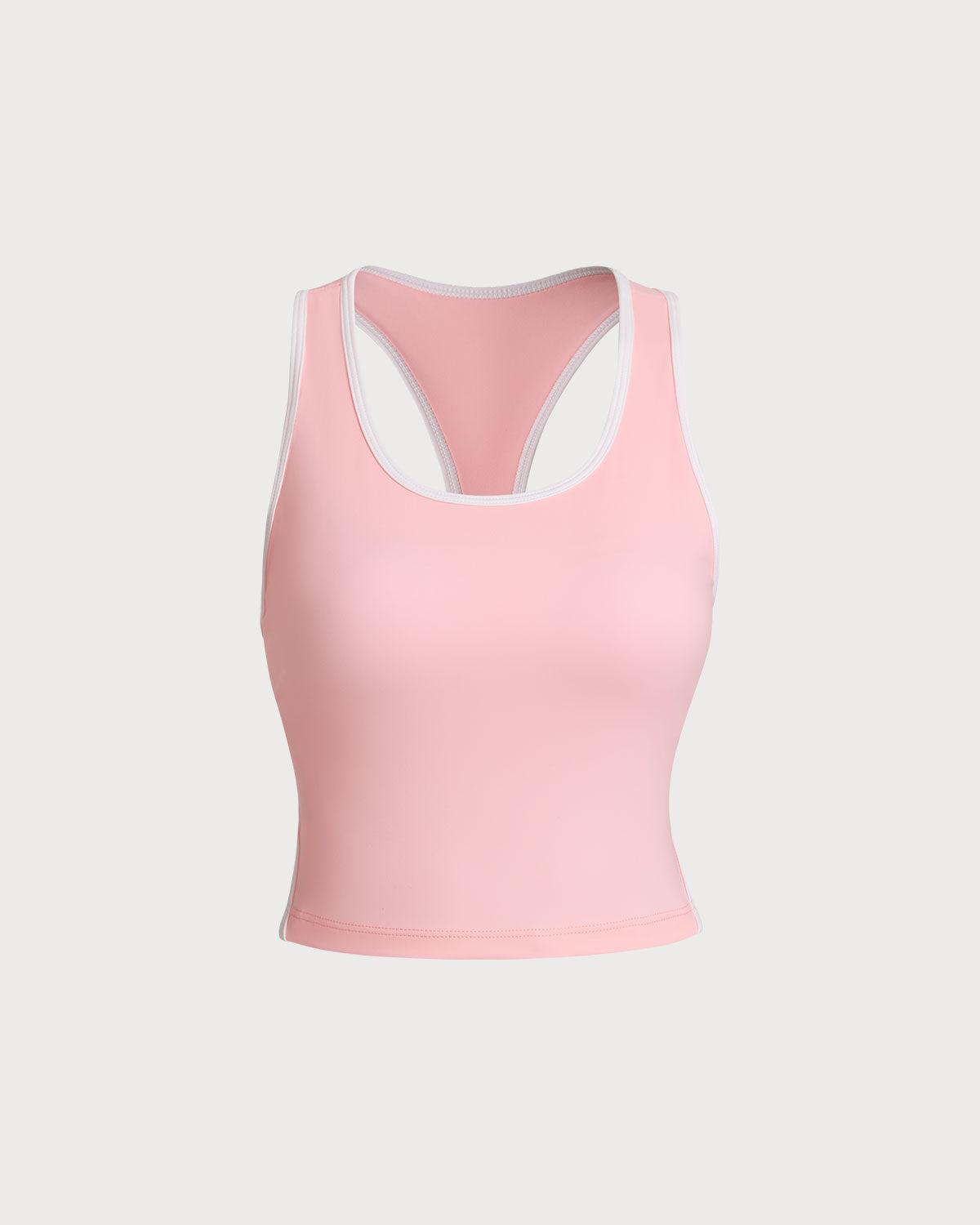 Pink Scoop Neck Yoga Tank Top - Light Support Product Image