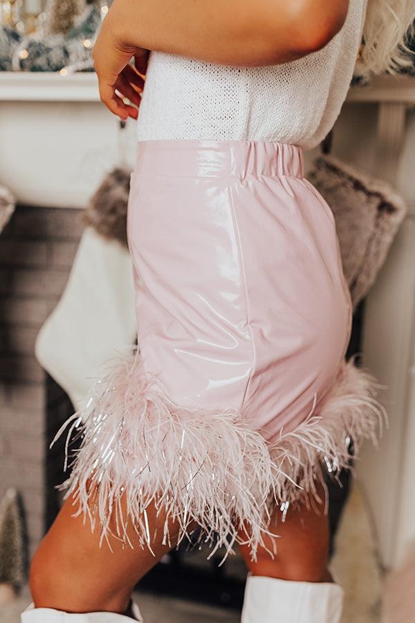 The Freesia Patent Feather Skirt In Blush Product Image