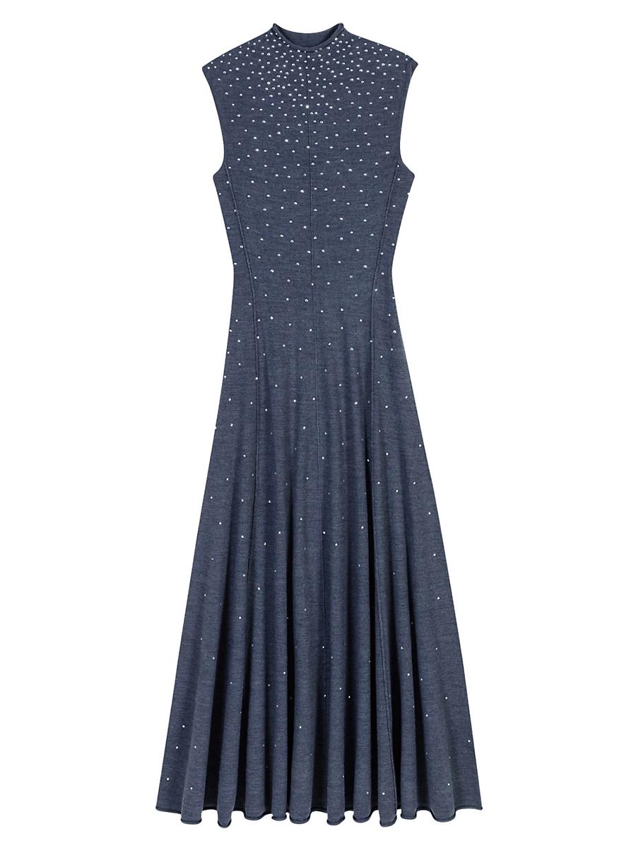 Womens Knit Maxi Dress with Rhinestones Product Image