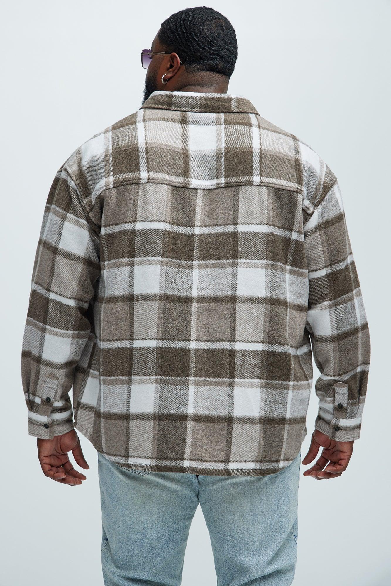 Wanted Plaid Shacket - Brown Male Product Image