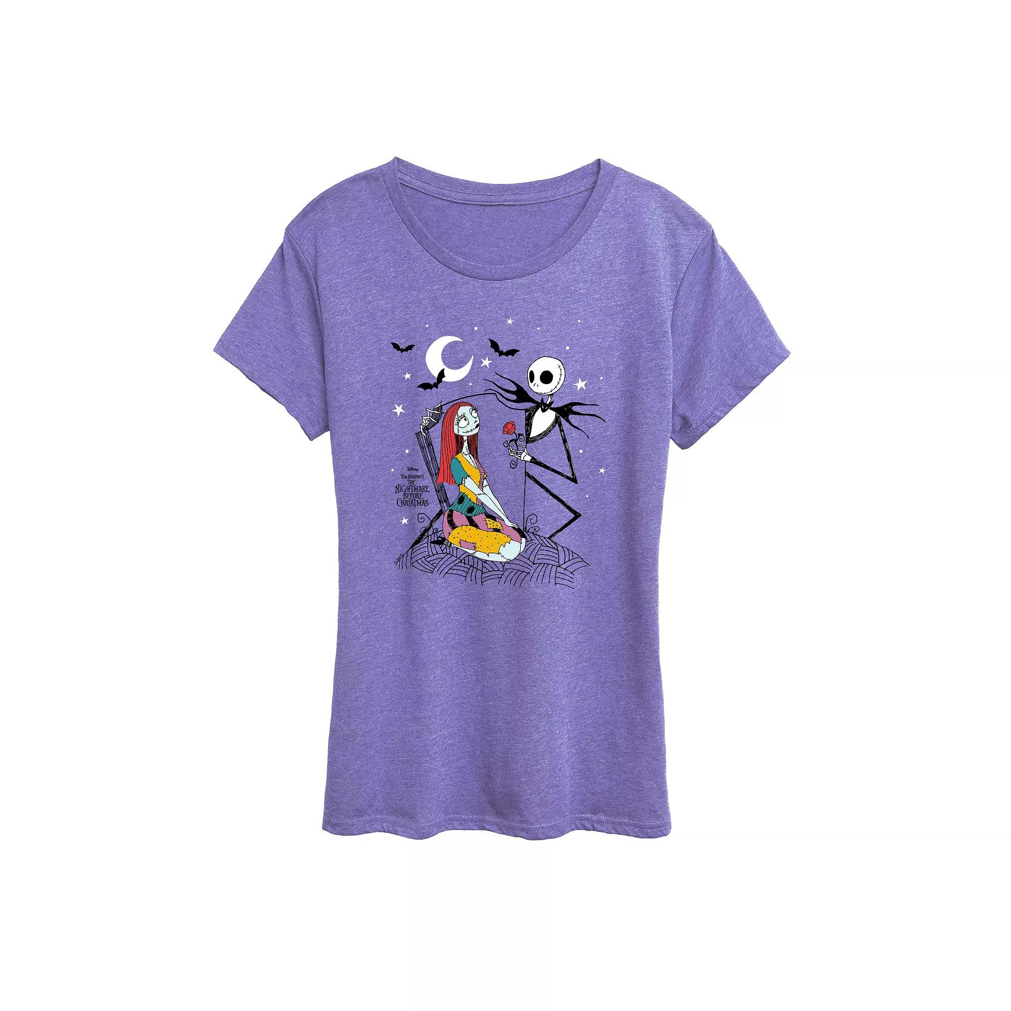 Women's Disney's The Nightmare Before Christmas Jack & Sally Rose Graphic Tee,  Product Image