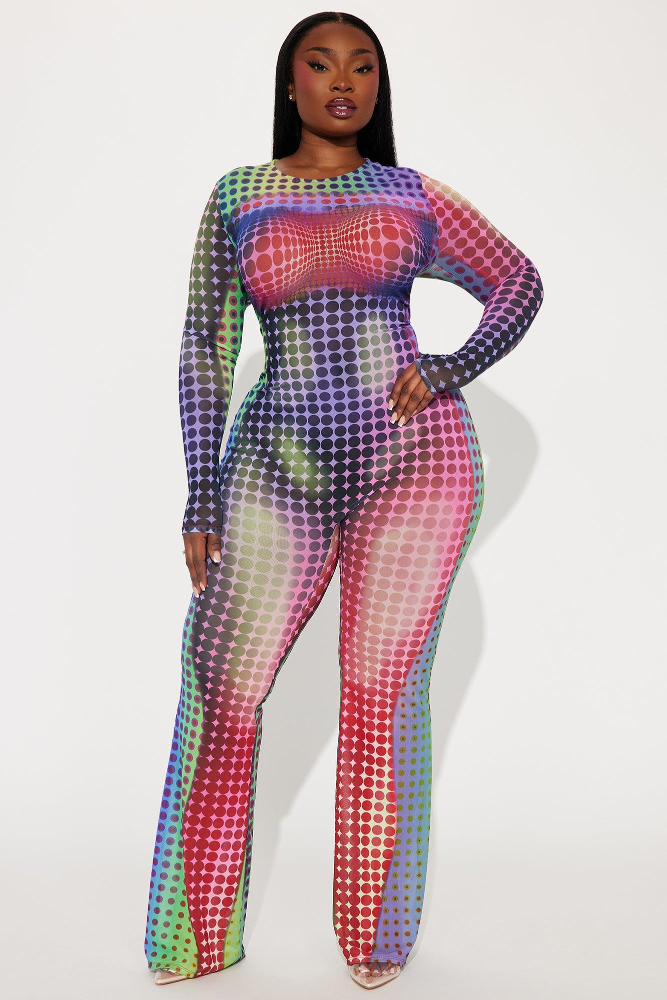 Run It Back Mesh Jumpsuit  - Multi Color Product Image