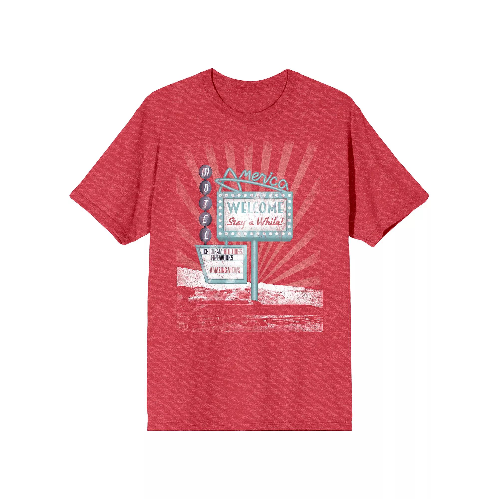 Men's Americana Vintage Motel Graphic Tee, Size: XXL, Red Product Image