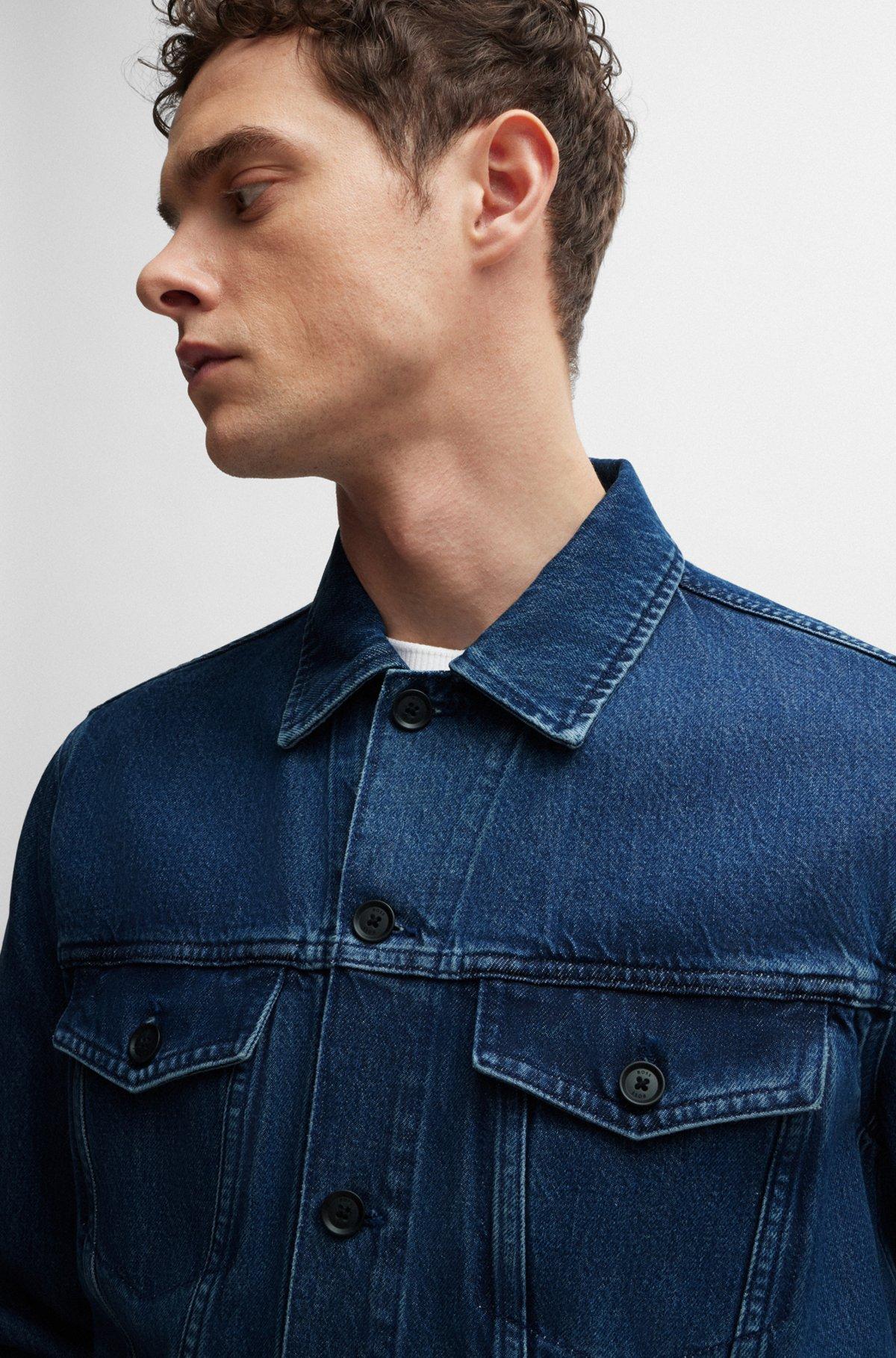 Regular-fit jacket in blue rigid denim Product Image