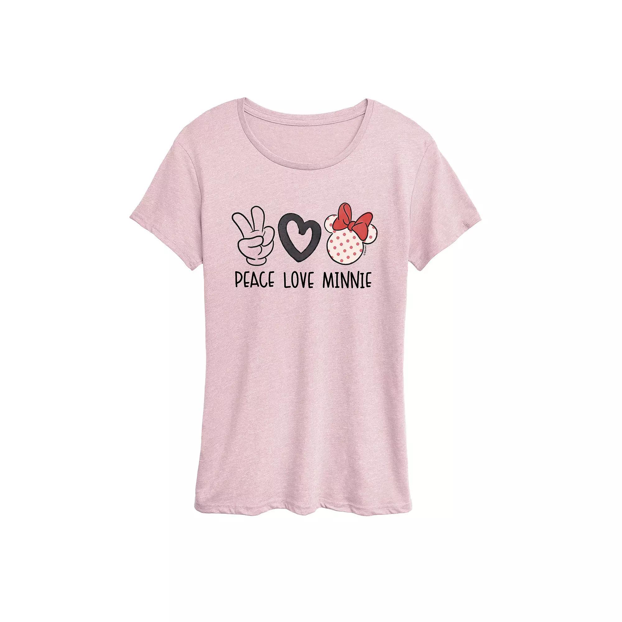 Disney's Minnie Mouse Women's Peace Love Graphic Tee,  Product Image