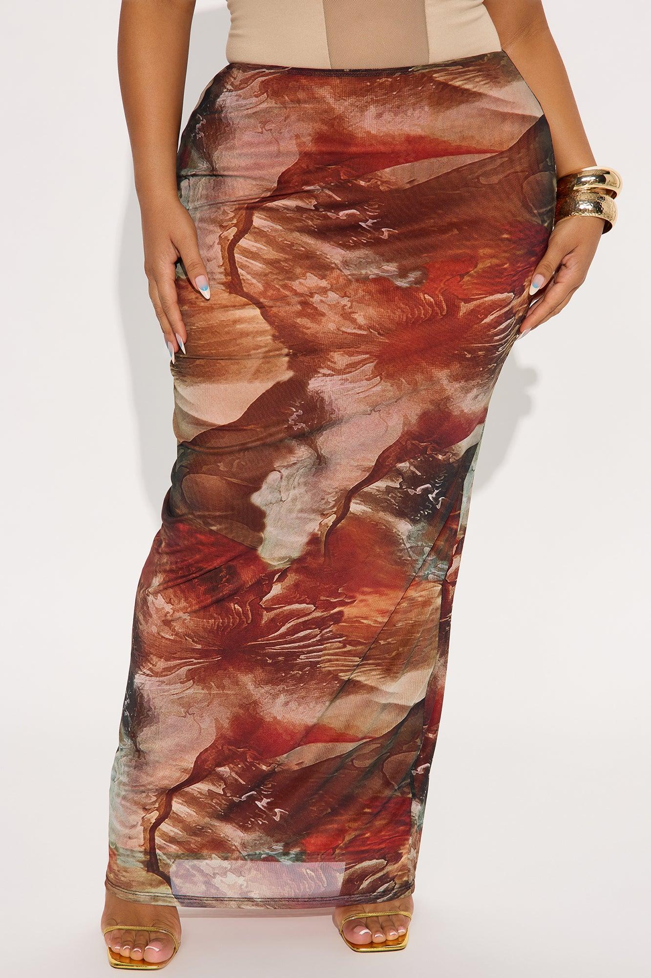 Desert Vibe Mesh Maxi Skirt - Brown/combo Product Image