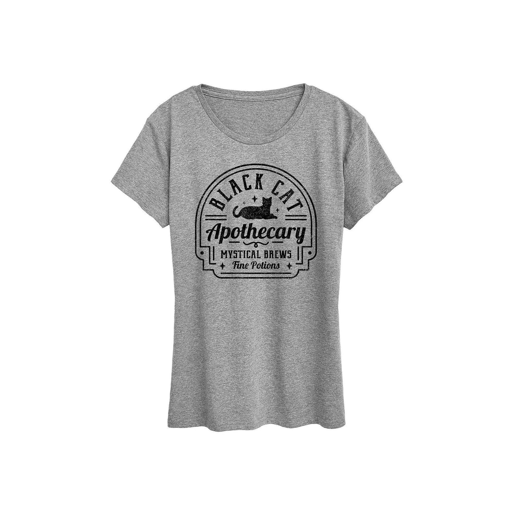 Women's Black Cat Apothecary Sign Halloween Tee, Girl's,  Product Image