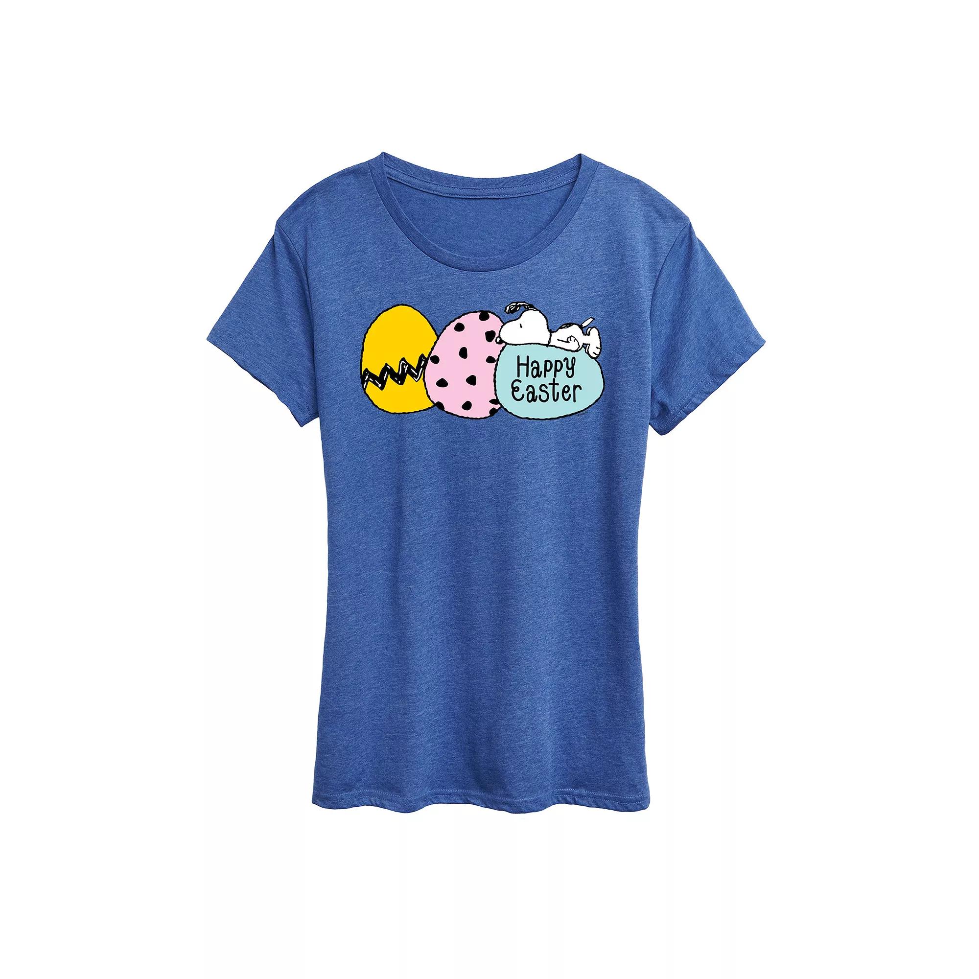 Women's Peanuts Snoopy Happy Easter Eggs Graphic Tee,  Product Image