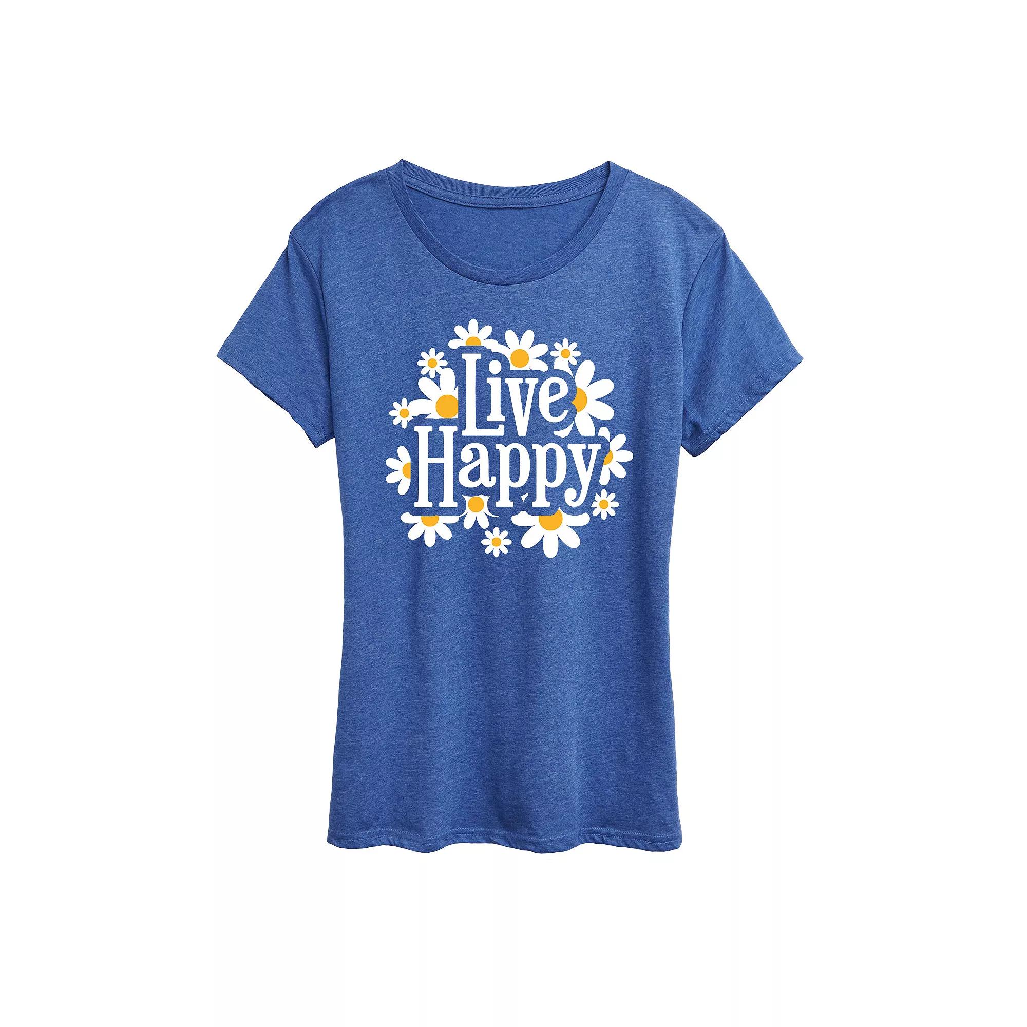 Women's Live Happy Daisies Graphic Tee,  Product Image