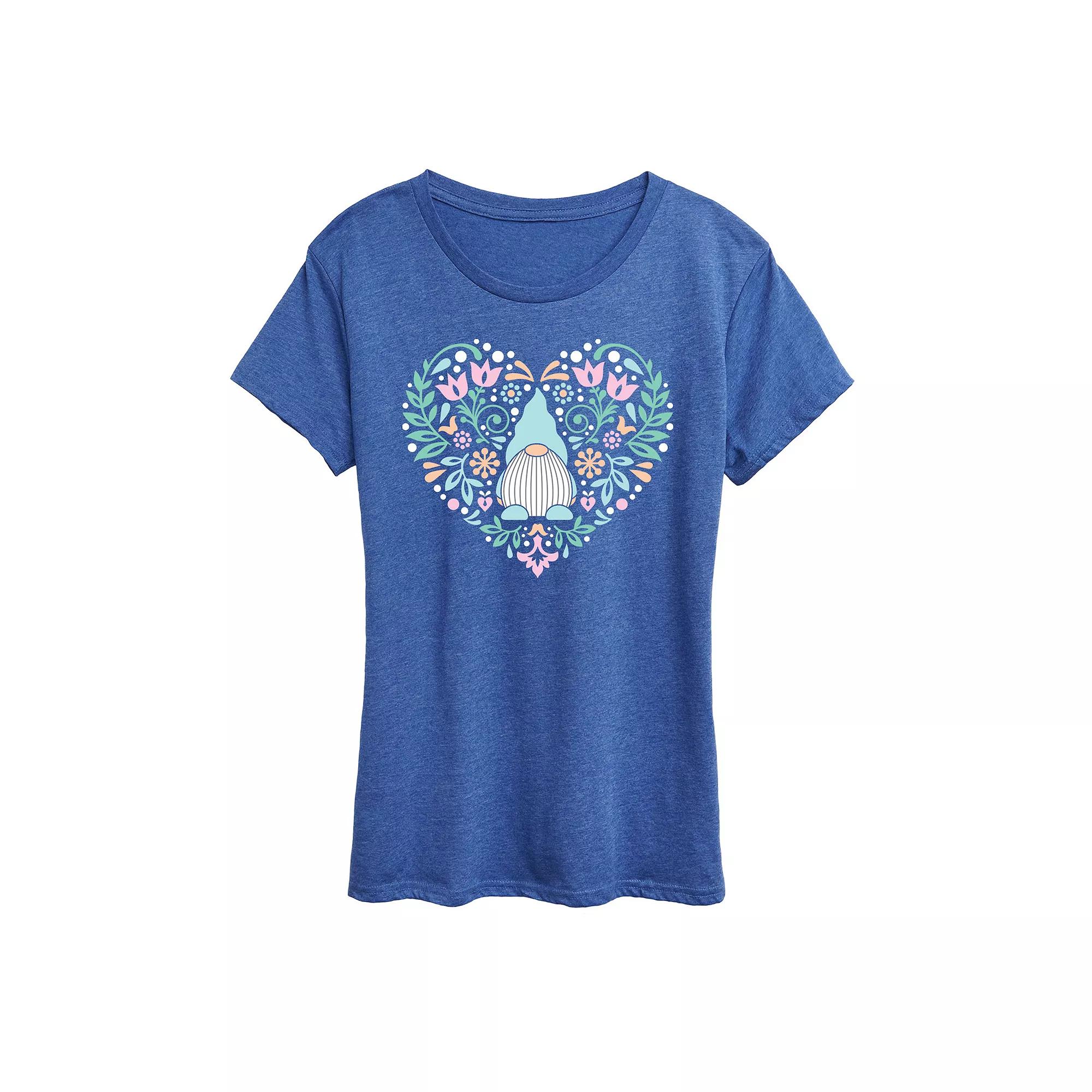 Women's Scandinavian Gnome Heart Graphic Tee,  Product Image