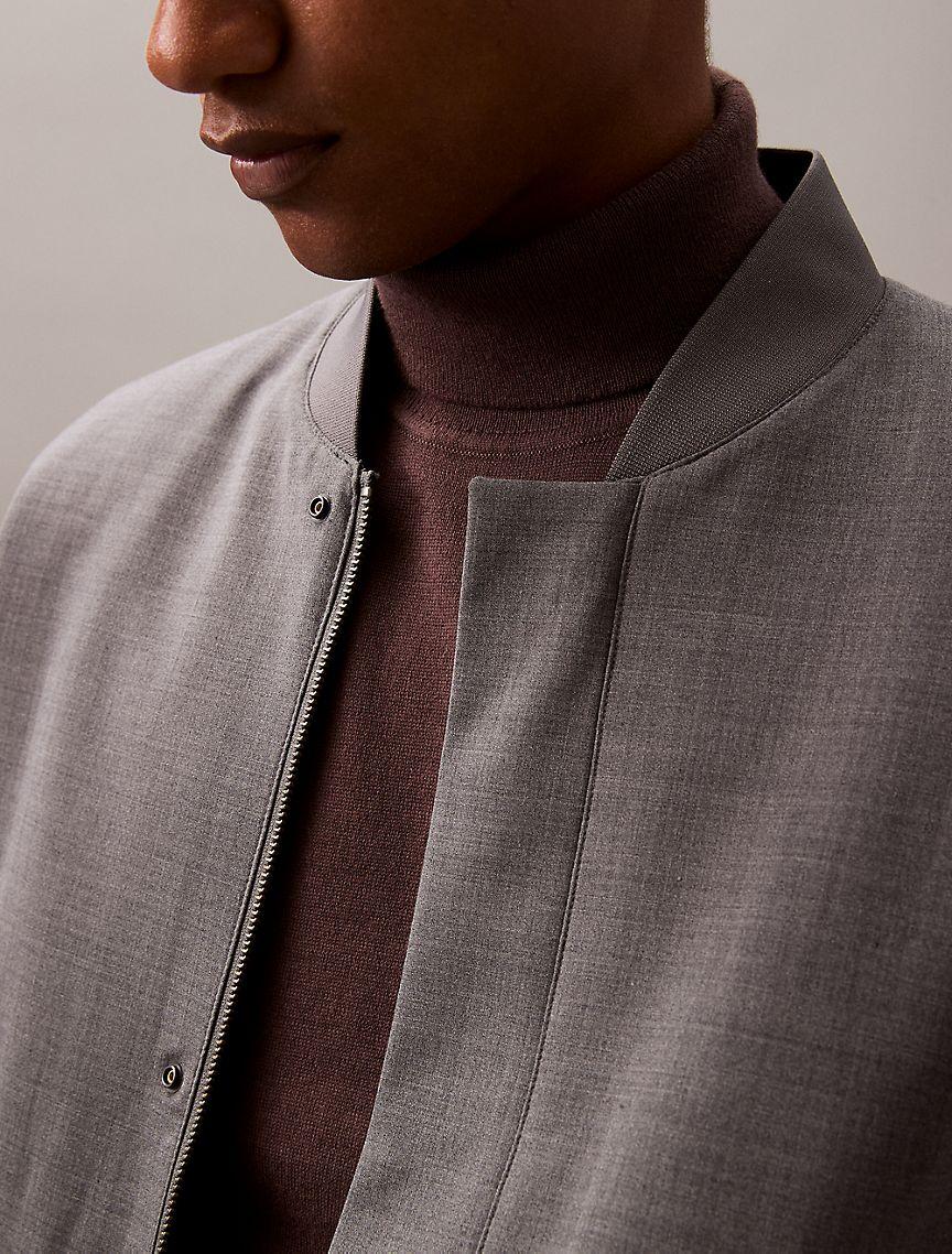 Calvin Klein Mens Reversible Wool Blend Bomber Jacket - Grey Product Image