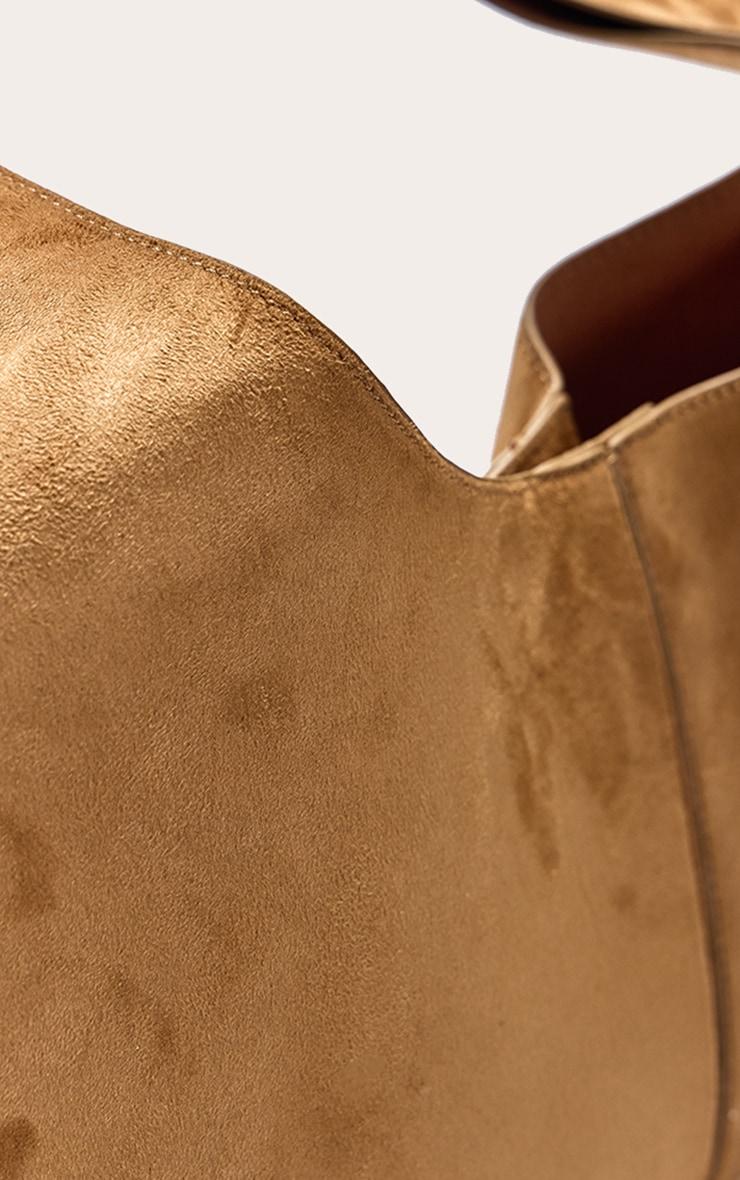  Tan Faux Suede Circle Handle Shoulder Bag Product Image