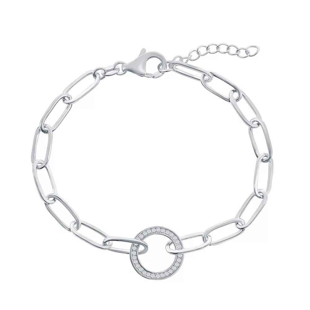 Argento Bella Cubic Zirconia Open Circle Paper Clip Bracelet, Women's,  Product Image