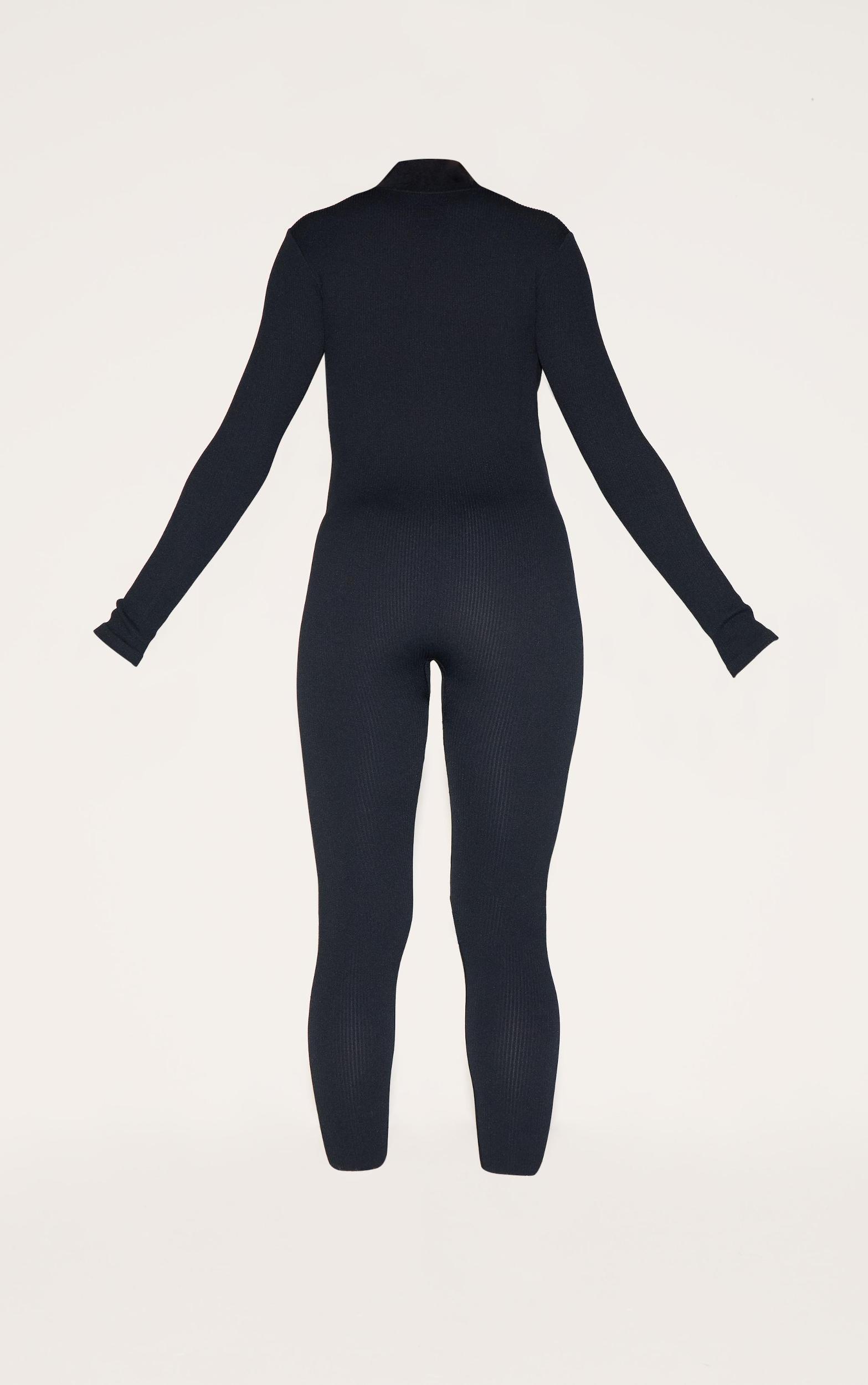 Maternity Black Snatched Ribbed Jumpsuit Product Image