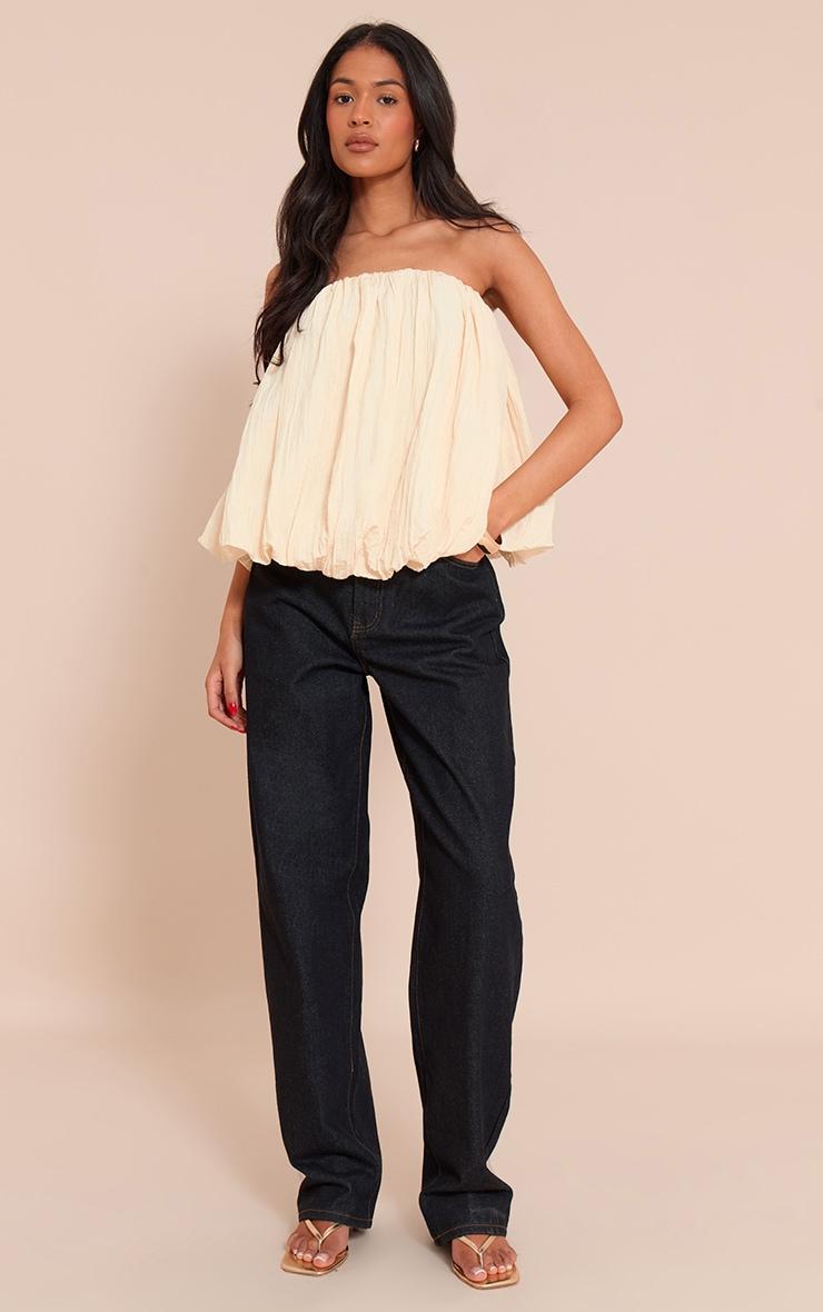  Tall Butter Cream Matte Satin Plisse Puffball Bandeau Product Image