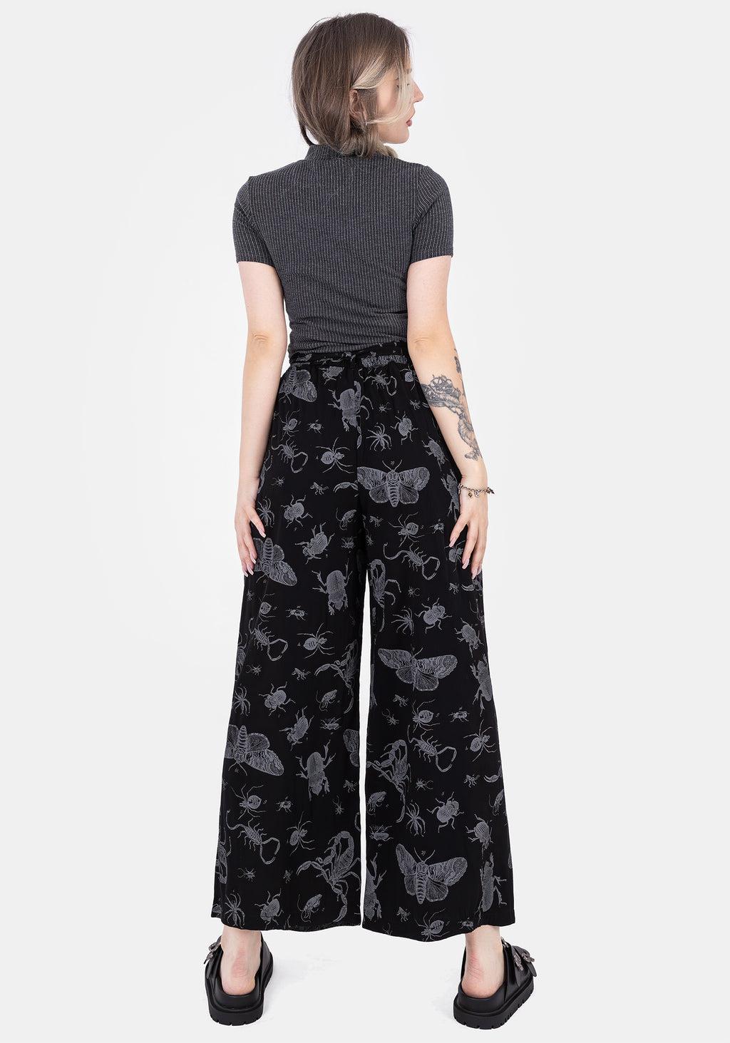 Parasite Bugs Wide Leg Paperbag Culotte Trousers - Black Product Image