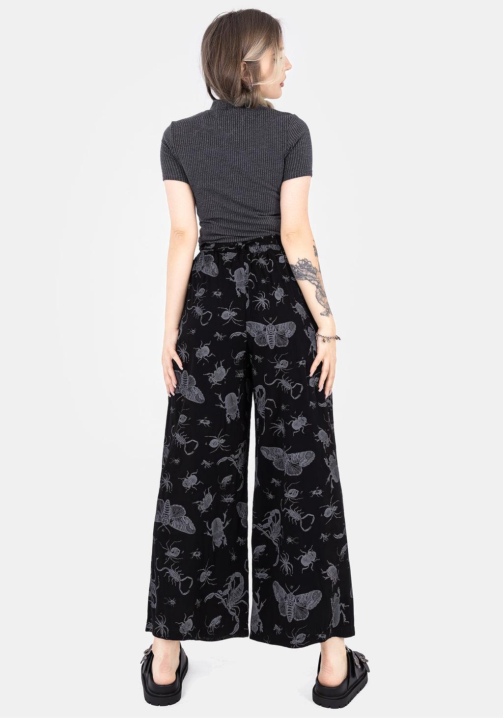 Parasite Bugs Wide Leg Paperbag Culotte Trousers - Black Product Image