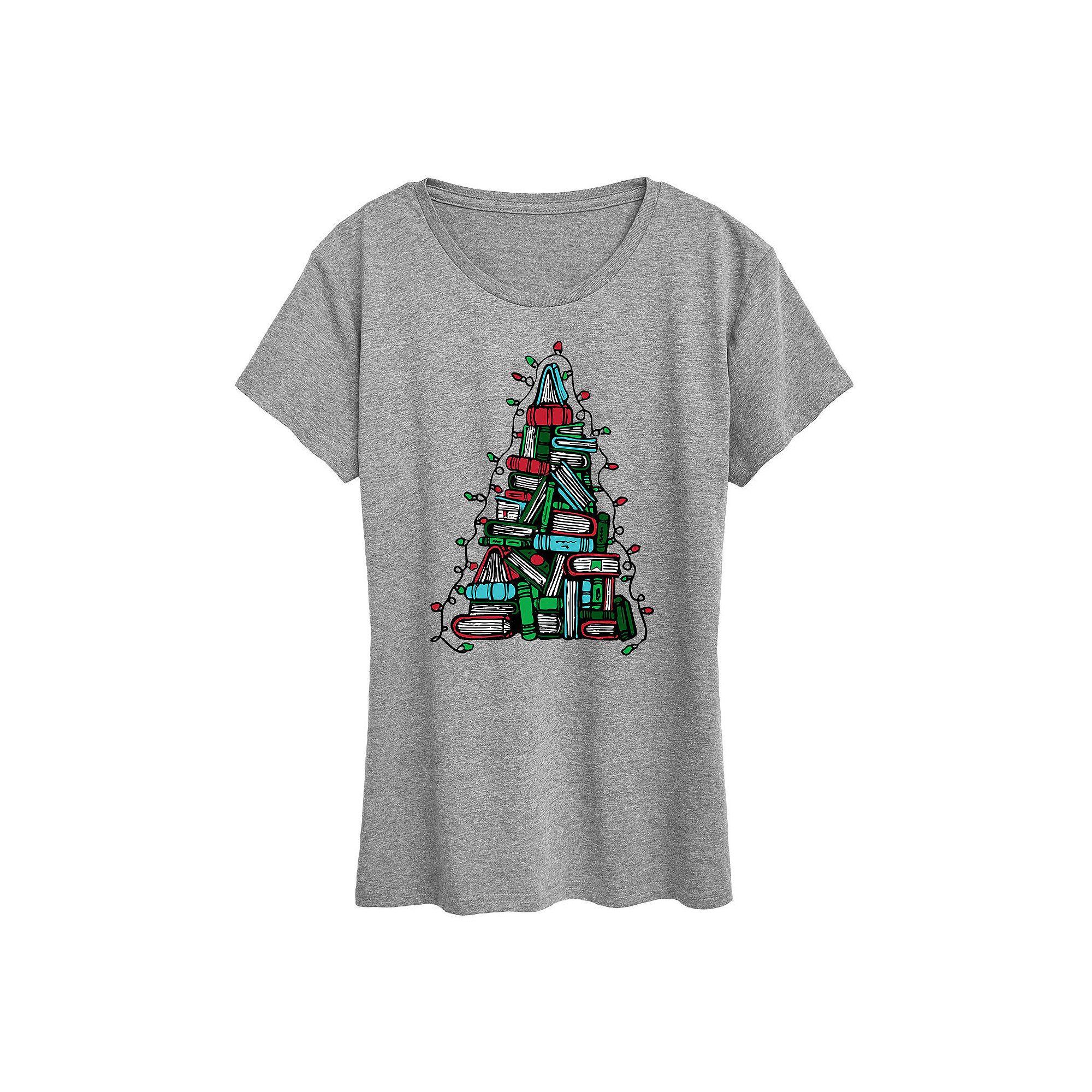 Women's Book Christmas Tree Graphic Tee, Girl's,  Product Image