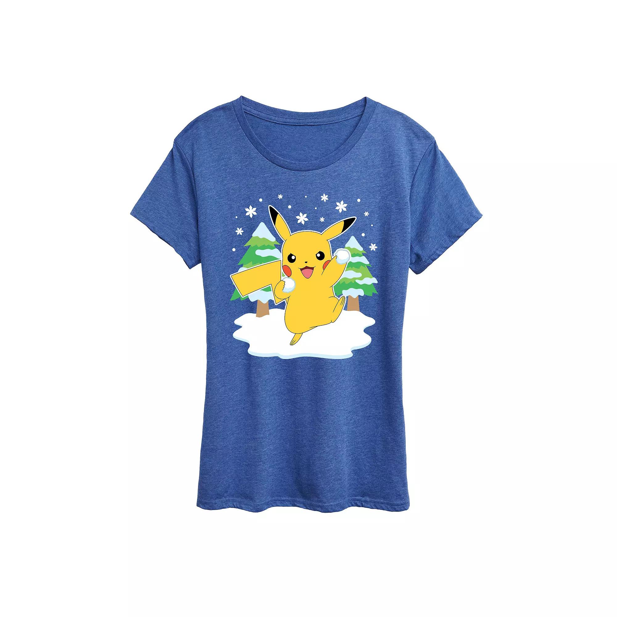 Women's Pokemon Pikachu Snowball Fight Graphic Tee,  Product Image