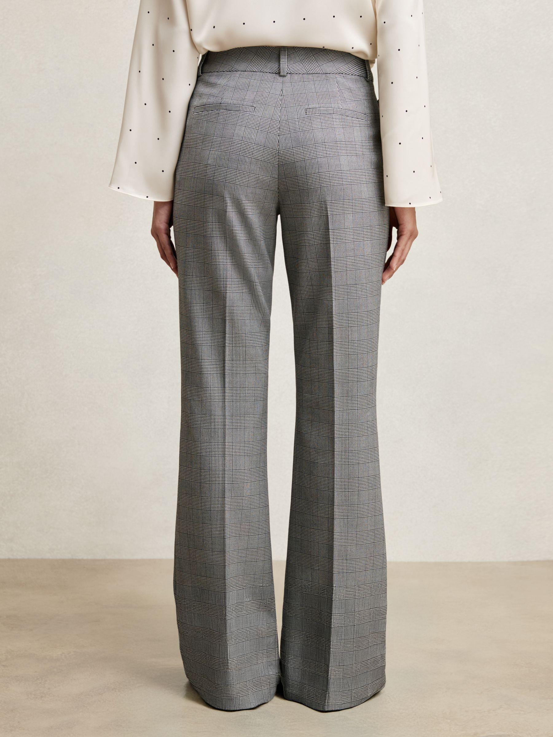 Petite Check Flared Suit Trousers in Grey Product Image