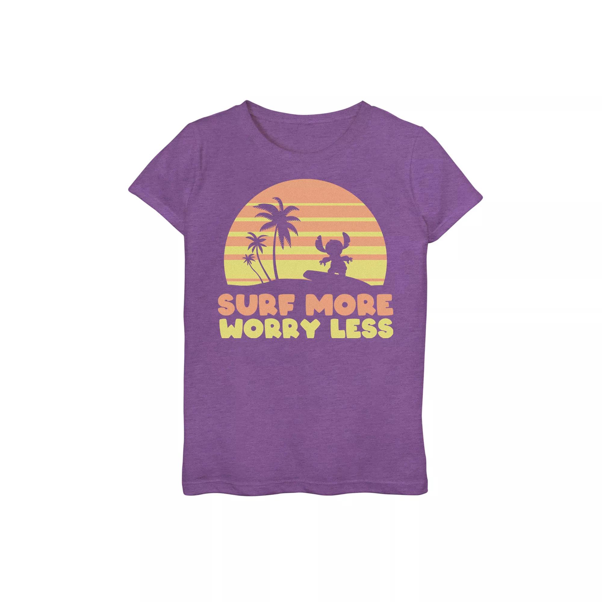 Disney's Lilo & Stitch Girls 7-16 Surf More Worry Less Retro Portrait Graphic Tee, Girl's,  Product Image