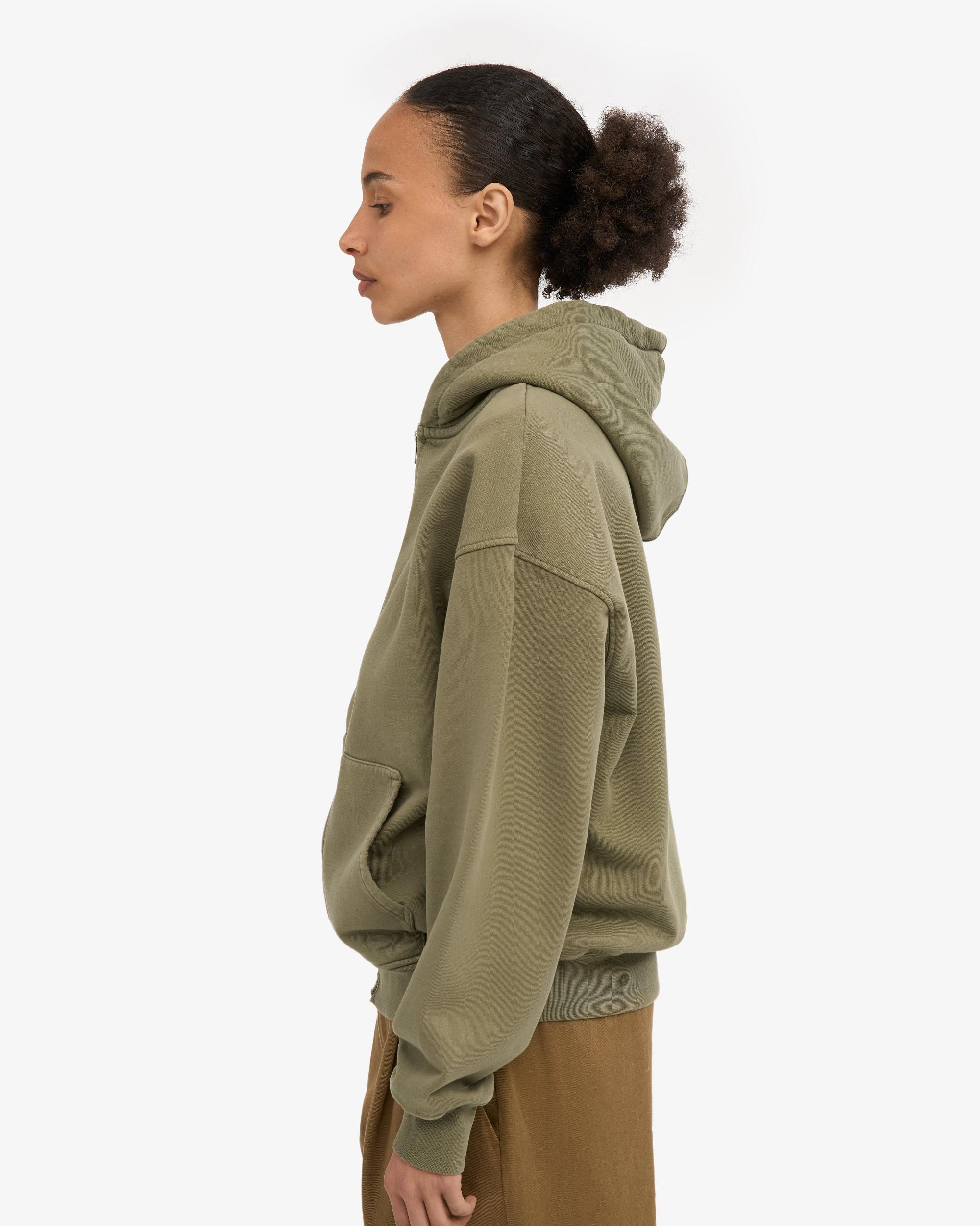Organic Oversized Zip Hood - Dusty Olive Product Image