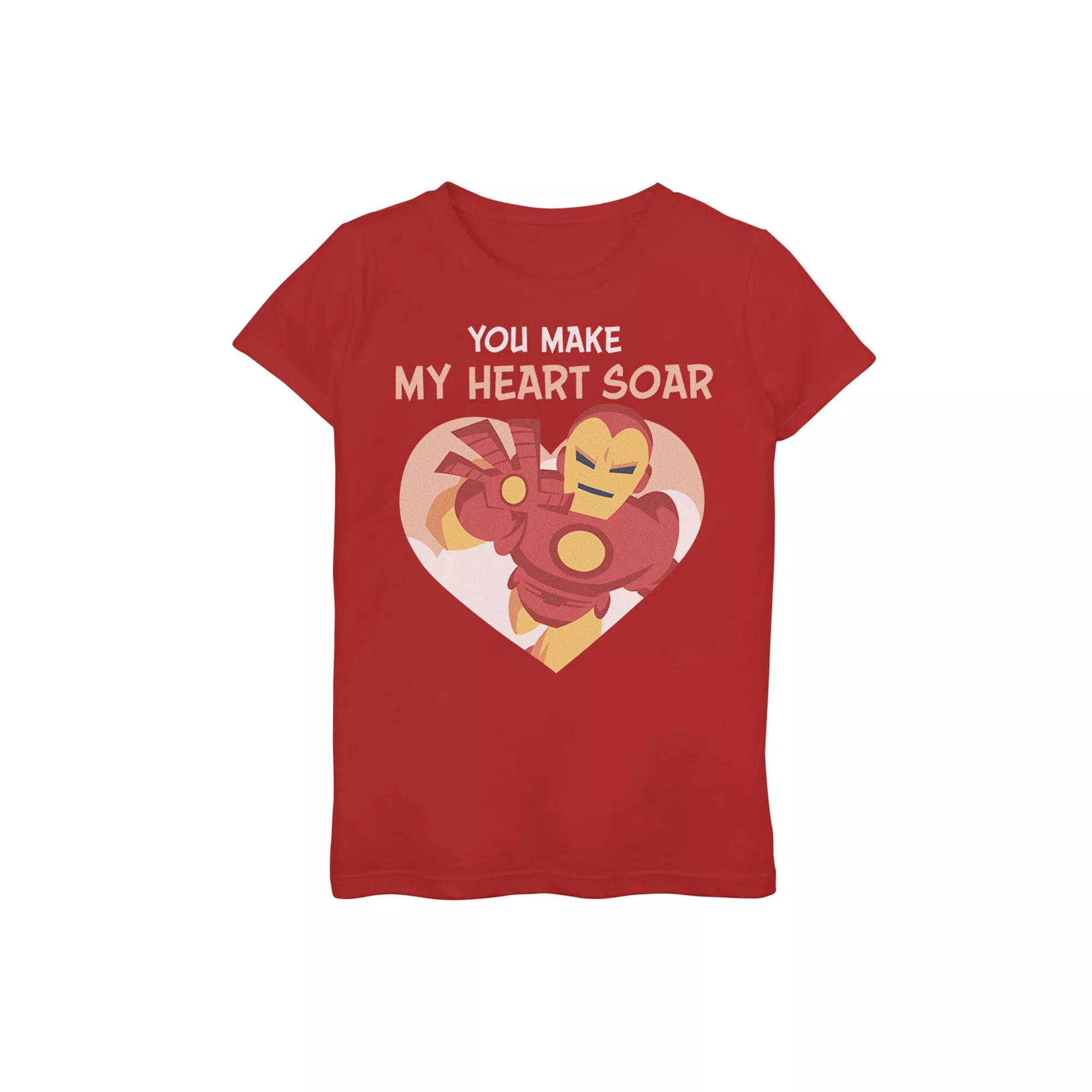 Girls 7-16 Marvel Iron Man You Make My Heart Soar Valentine Card Graphic Tee, Girl's,  Product Image