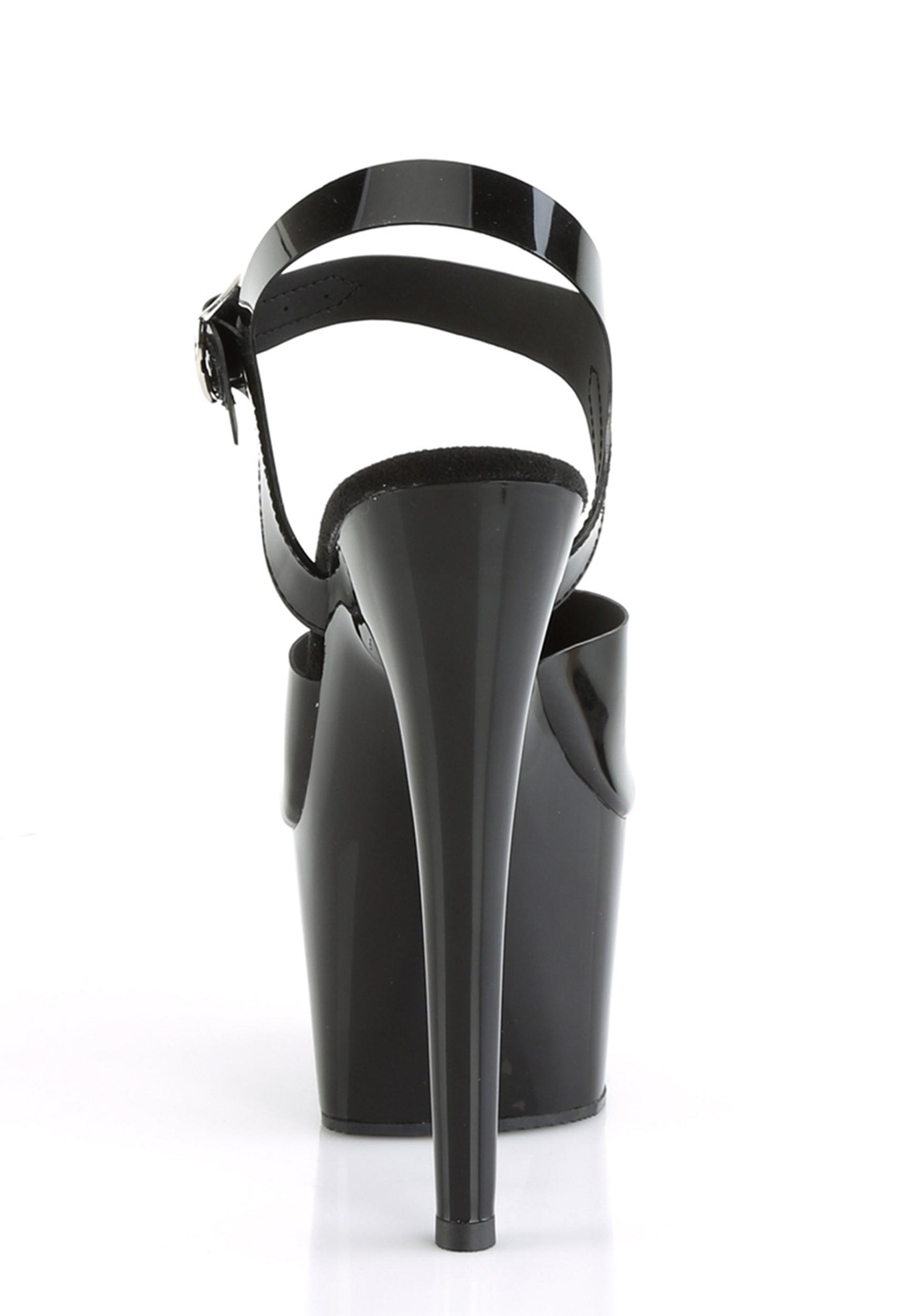 Pleaser Adore-708 Vinyl Platform Stiletto Heels - Black Product Image