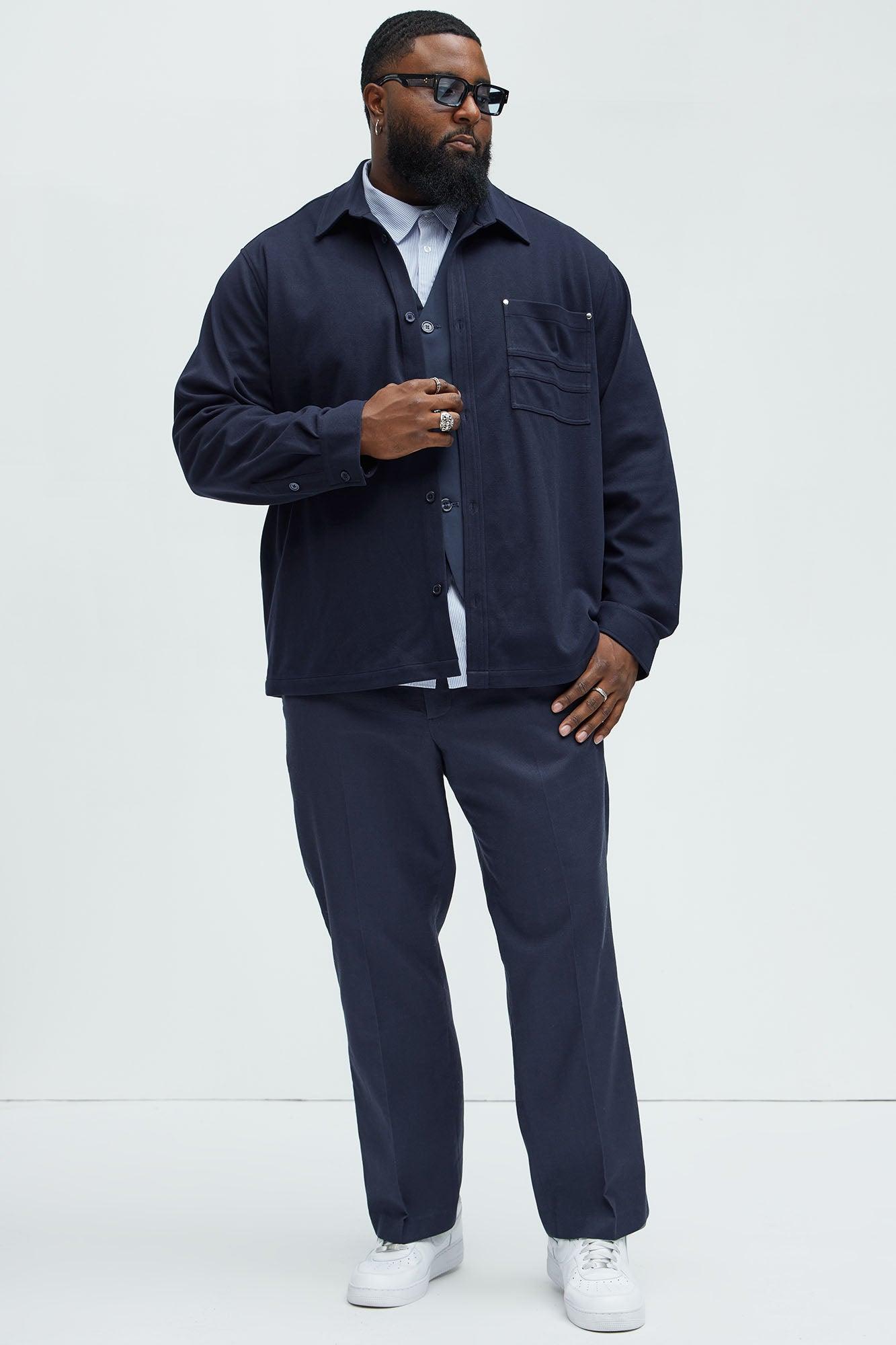 Fargo Wool Like Button Up Shirt - Navy Product Image