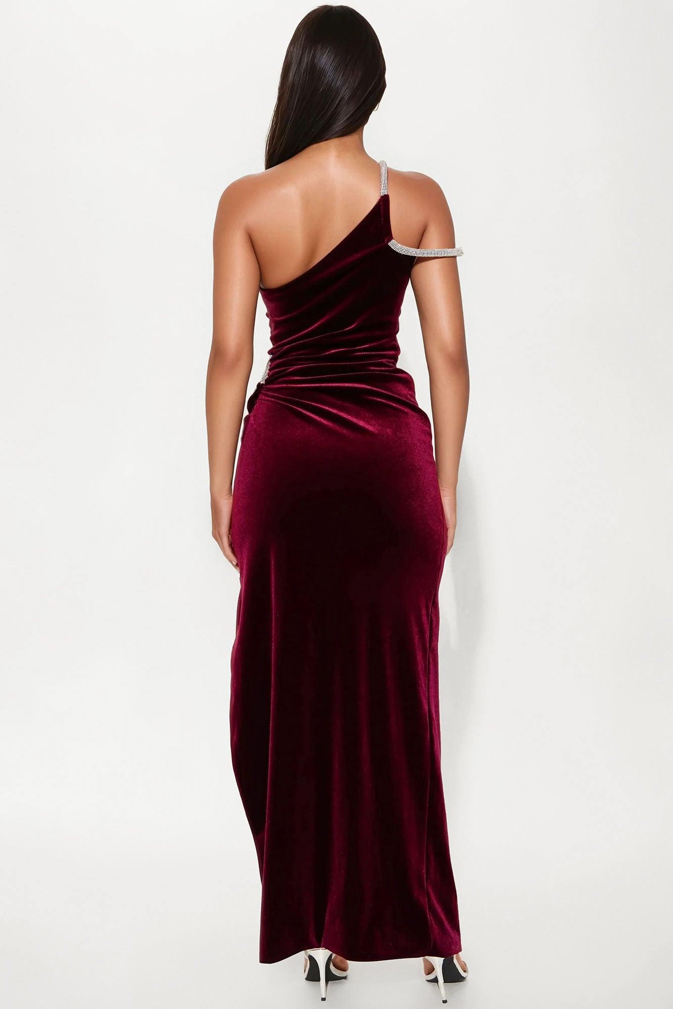 Jewel Velvet Gown - Burgundy Female Product Image