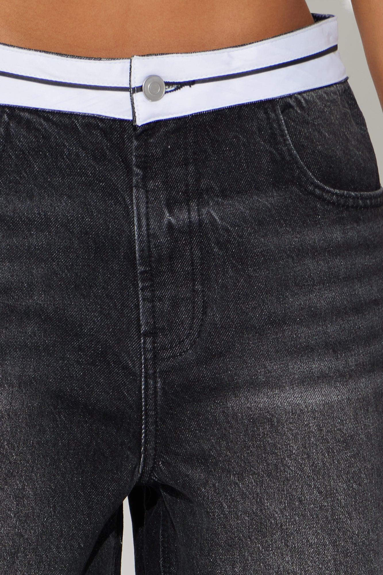 Getting Back To Business Denim Jorts - Black Wash Product Image