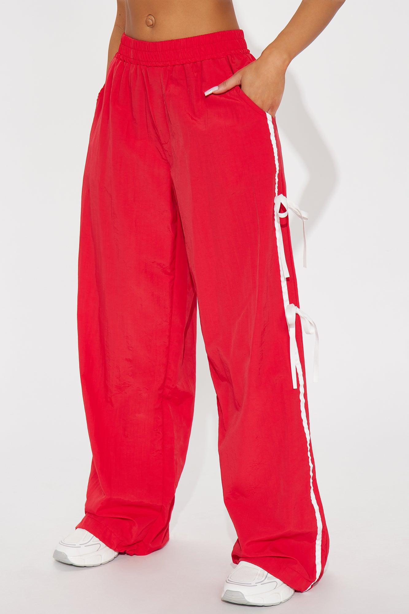 Cindy Windbreaker Track Pant - Red Product Image