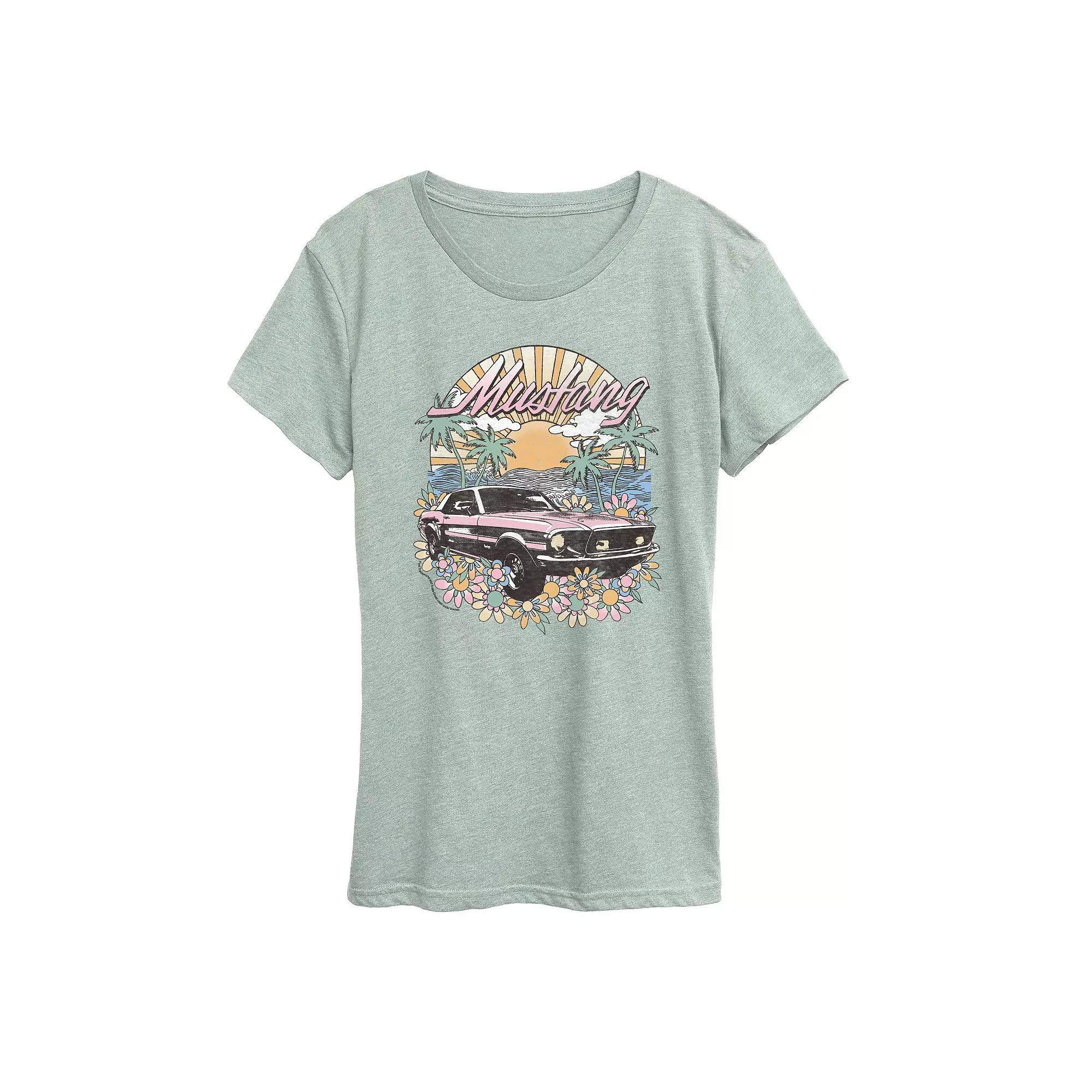 Women's Ford Mustang Tropical Vintage Graphic Tee,  Product Image