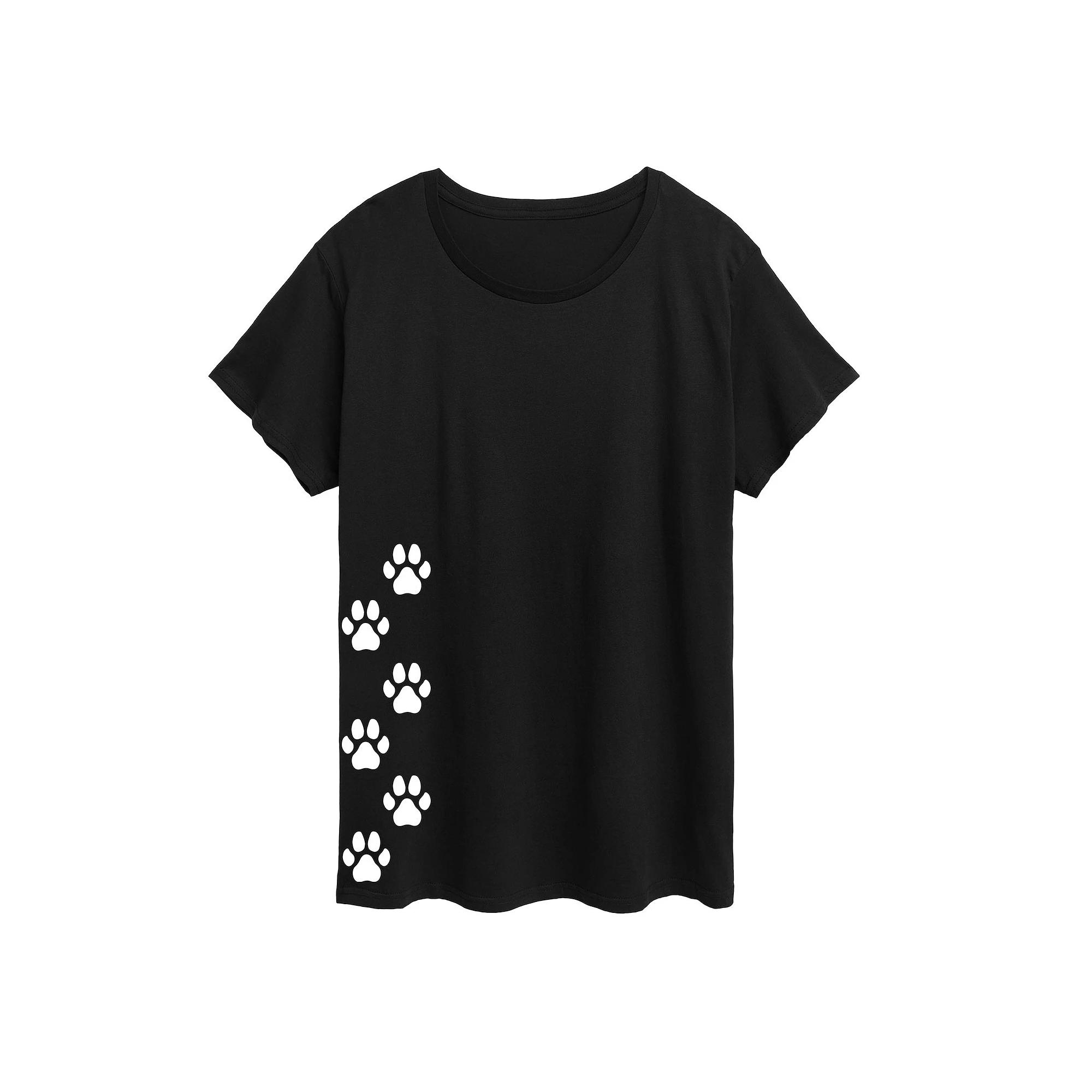 Plus Vertical Pawprints Graphic Tee, Women's,  Product Image