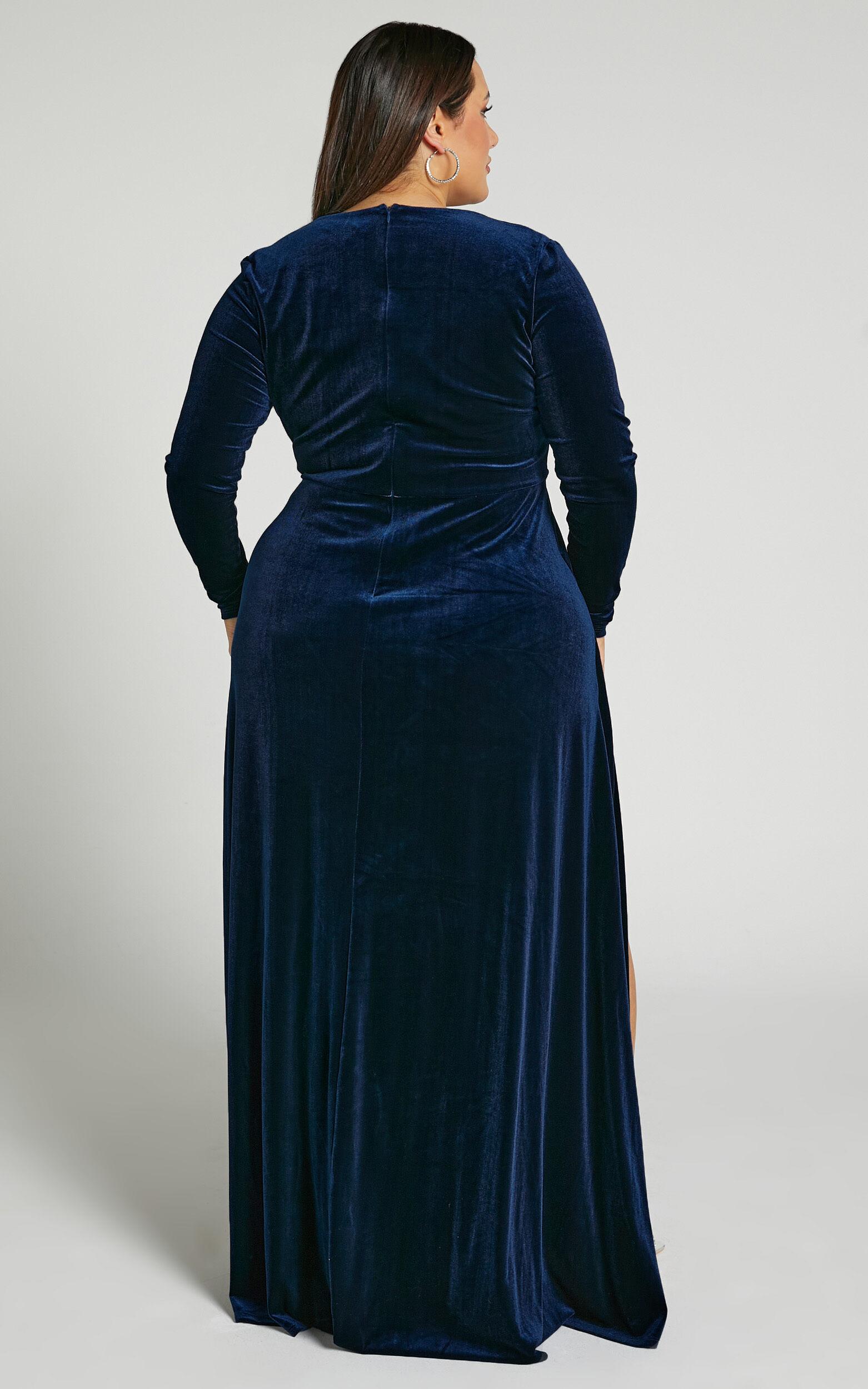 Sloane Maxi Dress - Long Sleeve Wrap Dress in Navy Product Image