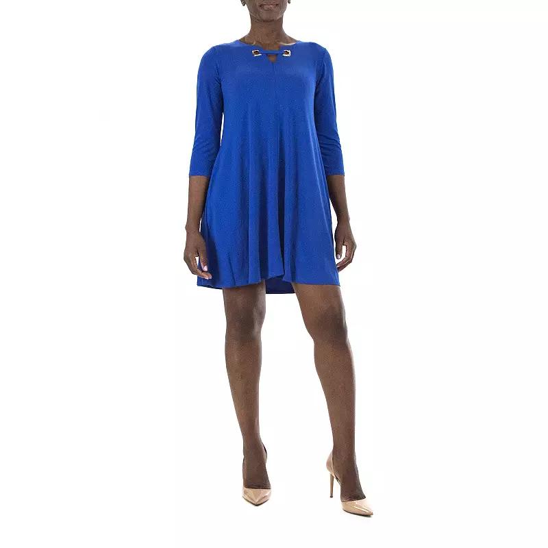 Womens Nina Leonard Embellished Keyhole Swing Dress Product Image