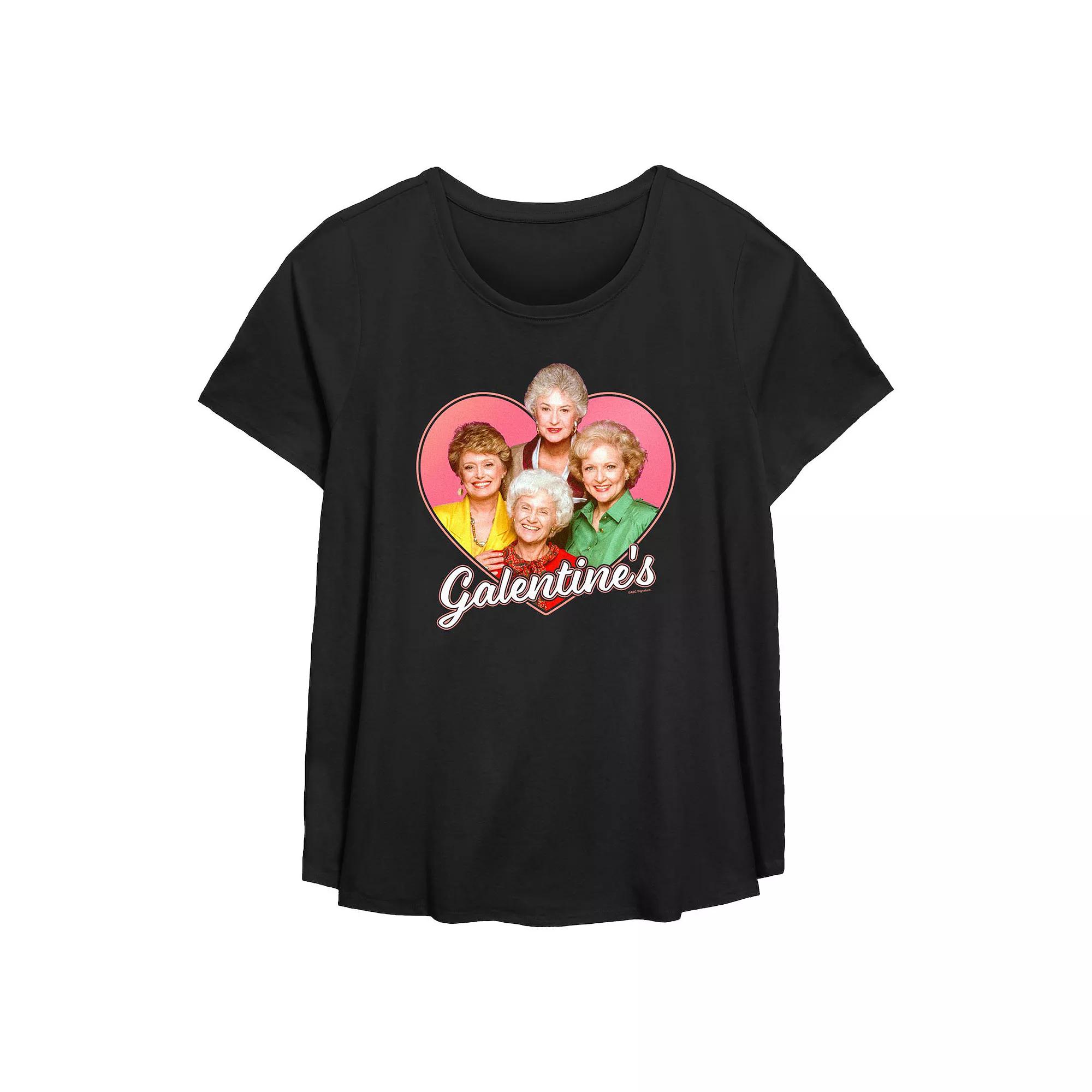 Plus Size The Golden Girls Galentine's Flowy Graphic Tee, Women's, Size: 0X, Black Product Image